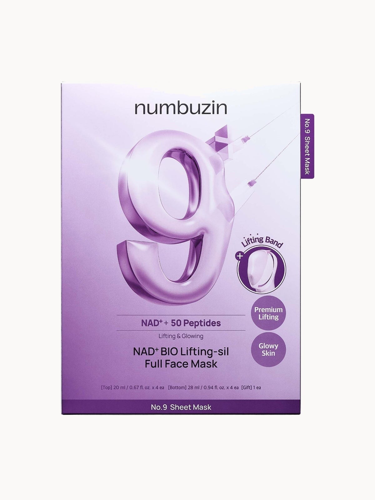 Numbuzin No.9 NAD Bio Full Face Pack Sheet (Pack of 4)