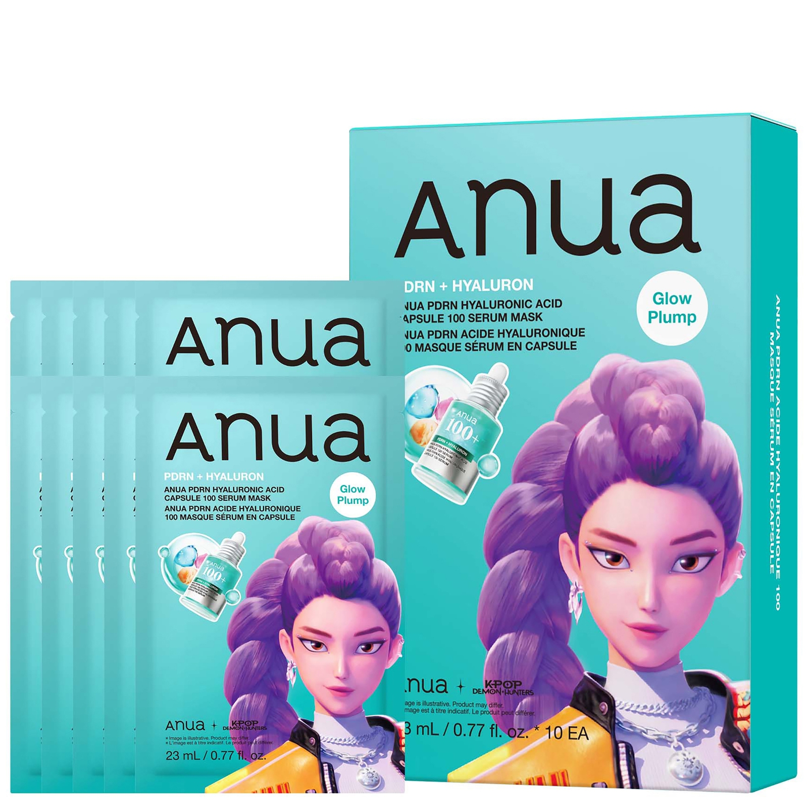 Anua KPop Demon Hunters PDRN Hyaluronic Acid Capsule 100 Serum Mask (10PCS)