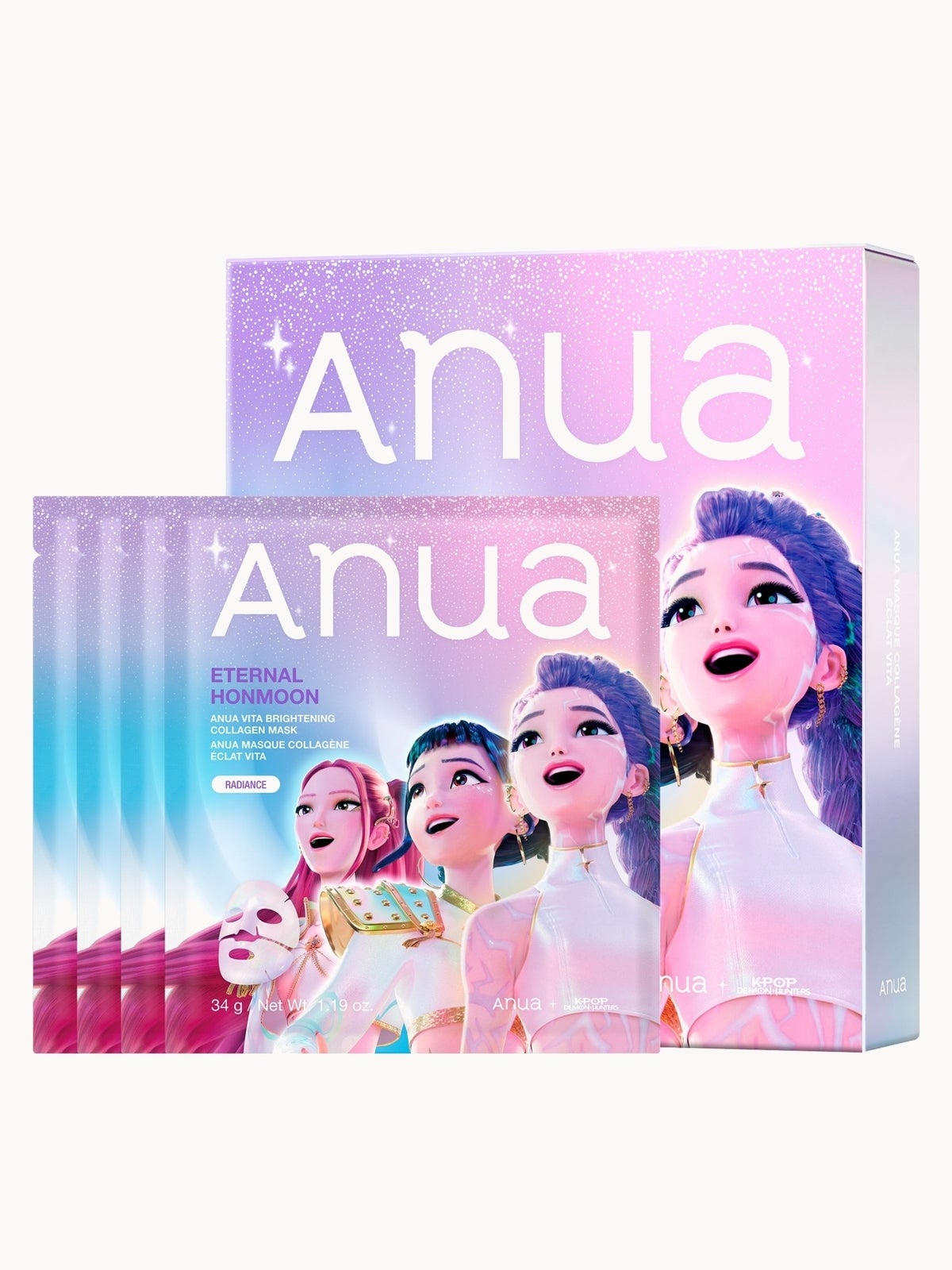 Anua K-Pop Demon Hunters Vita Brightening Ceramide Barrier Collagen Mask (4PC)