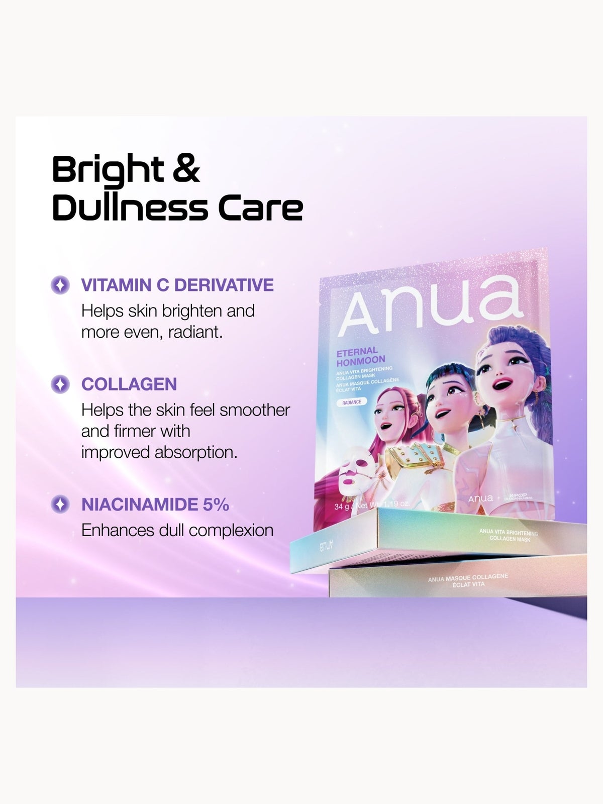 Anua K-Pop Demon Hunters Vita Brightening Ceramide Barrier Collagen Mask (4PC) 3