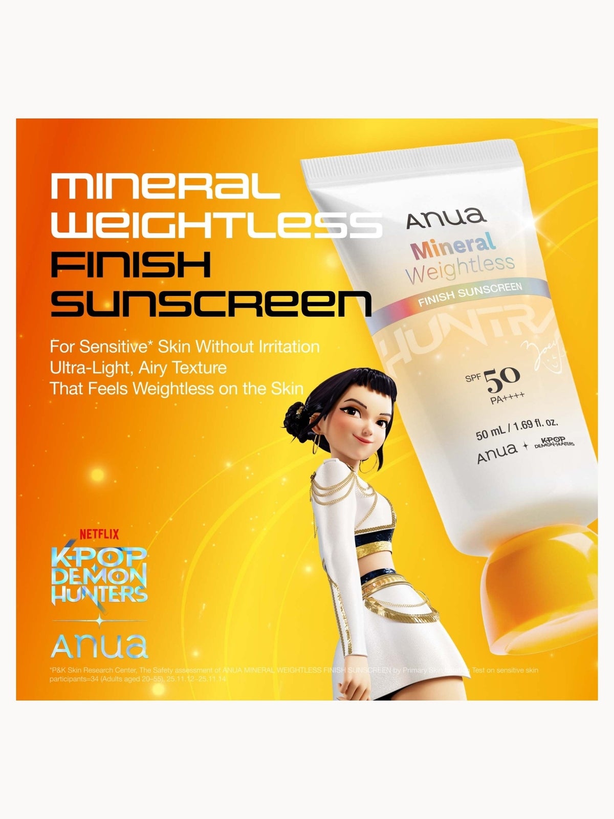 Anua KPop Demon Hunters Mineral Weightless Finish SPF50 Sunscreen 50ml 2
