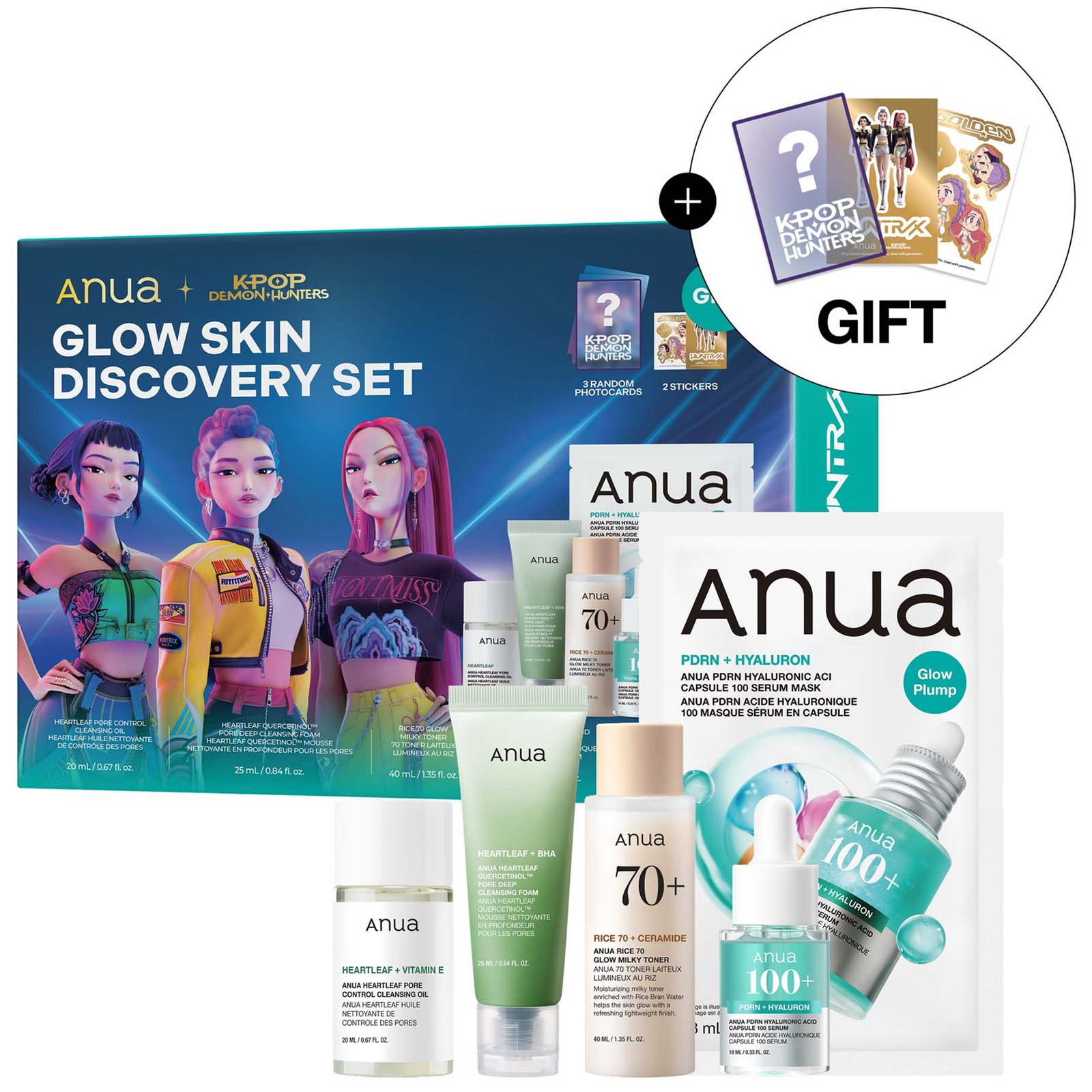 Anua K-Pop Demon Hunters Glow Skin Discovery Set (Worth £30.00)