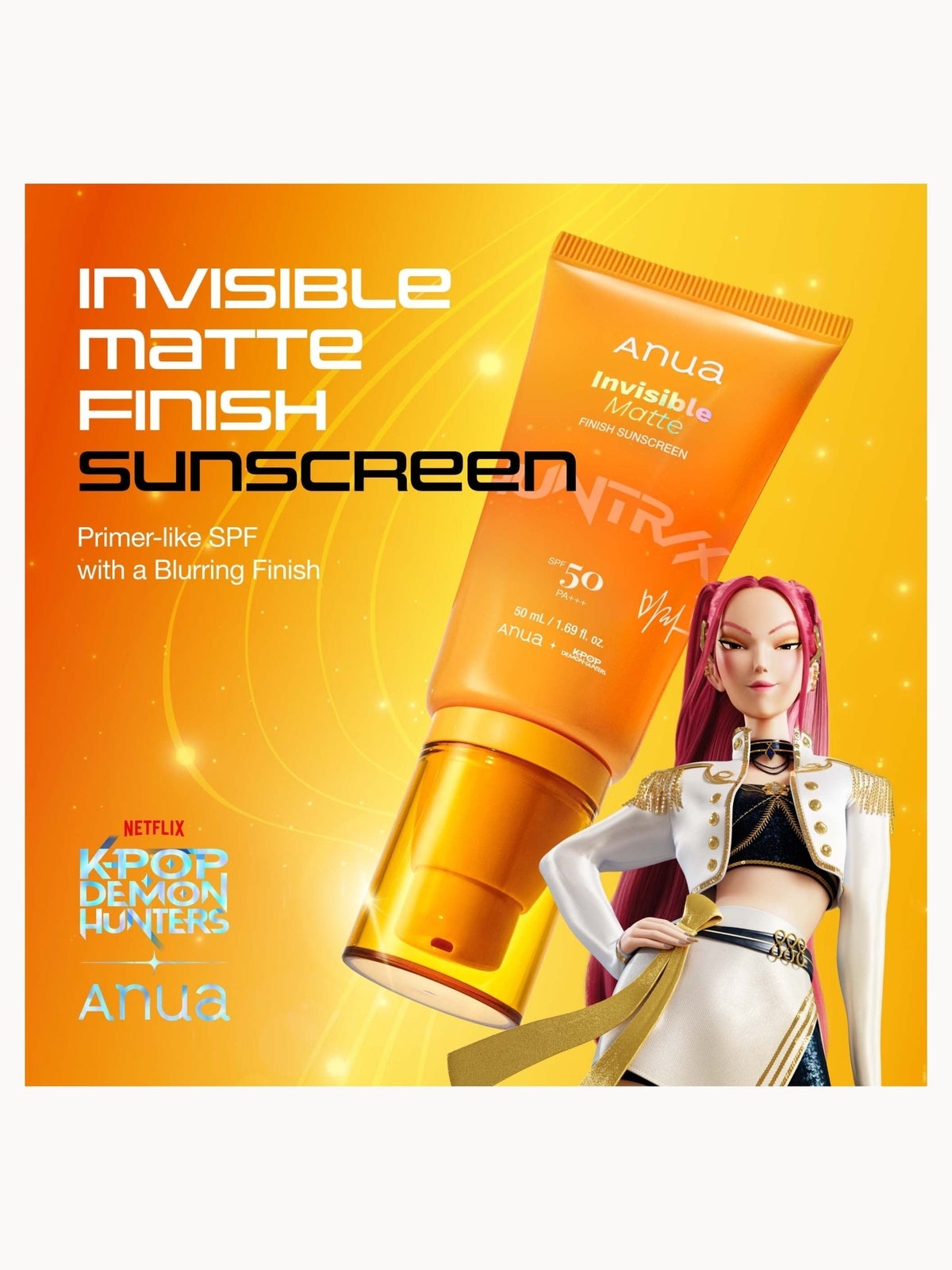 Anua KPop Demon Hunters Invisible Matte Finish SPF50 Sunscreen 50ml 2