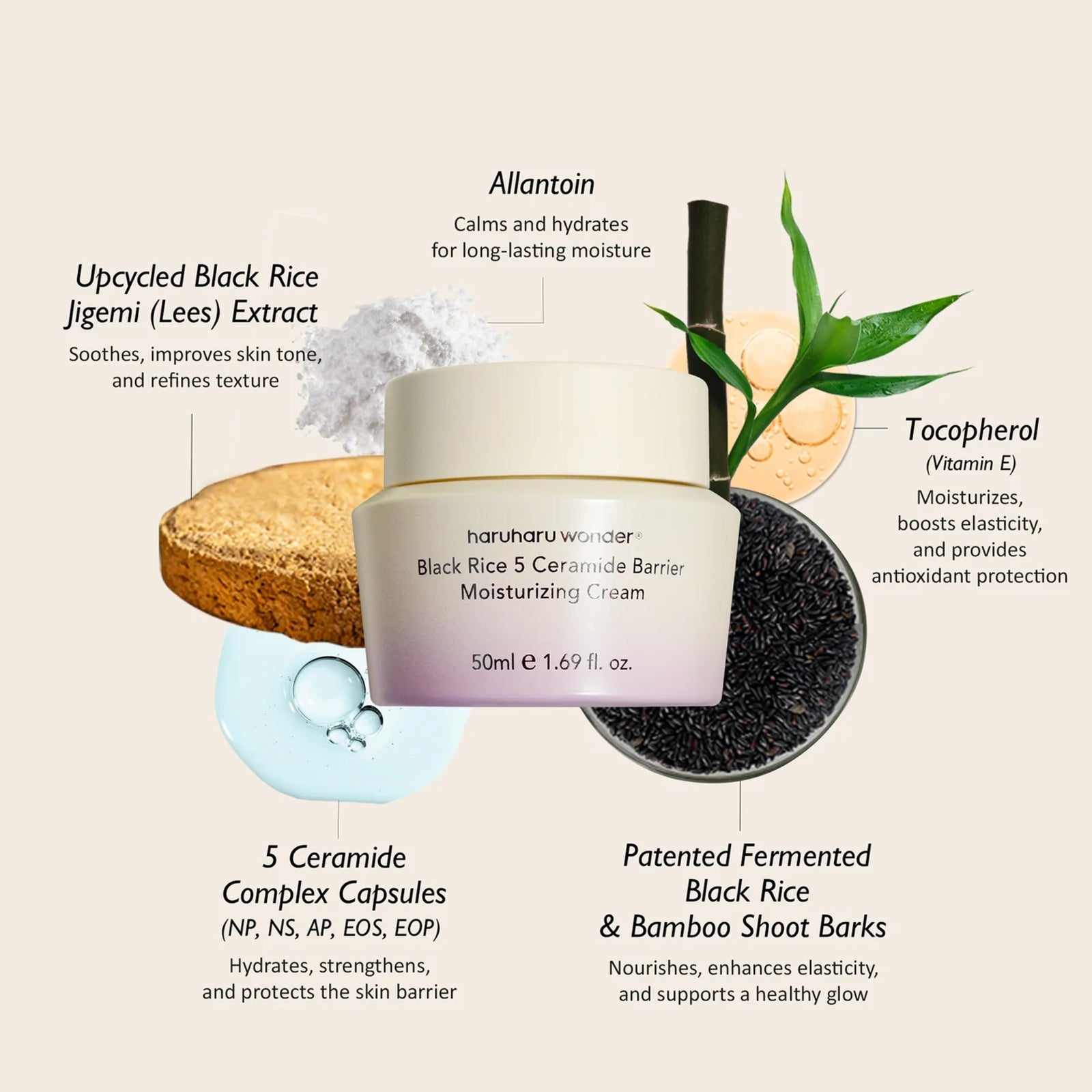 HaruHaru Wonder 5 Ceramide Barrier Moisturising Cream 50ml 3