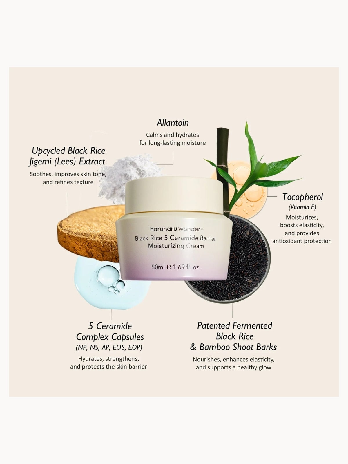 HaruHaru Wonder 5 Ceramide Barrier Moisturising Cream 50ml 3