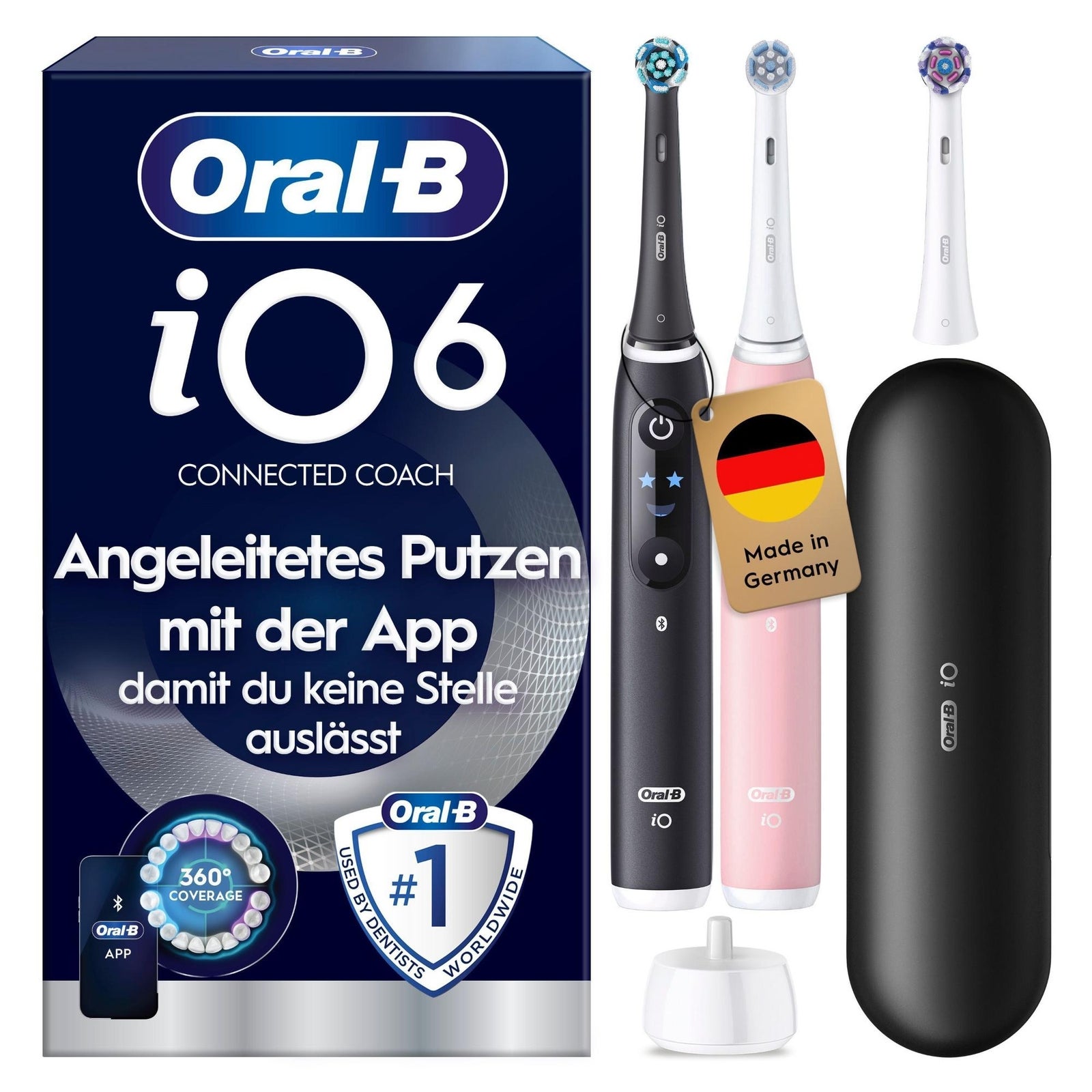 Oral-B iO Series 6 Black Lava/Pink Sand mit 2. Handstück | Inkl. 3 Aufsteckbürsten, Reise-Etui, Electric Toothbrush mit 5 Putzmodi für Zahnpflege - Bild 8