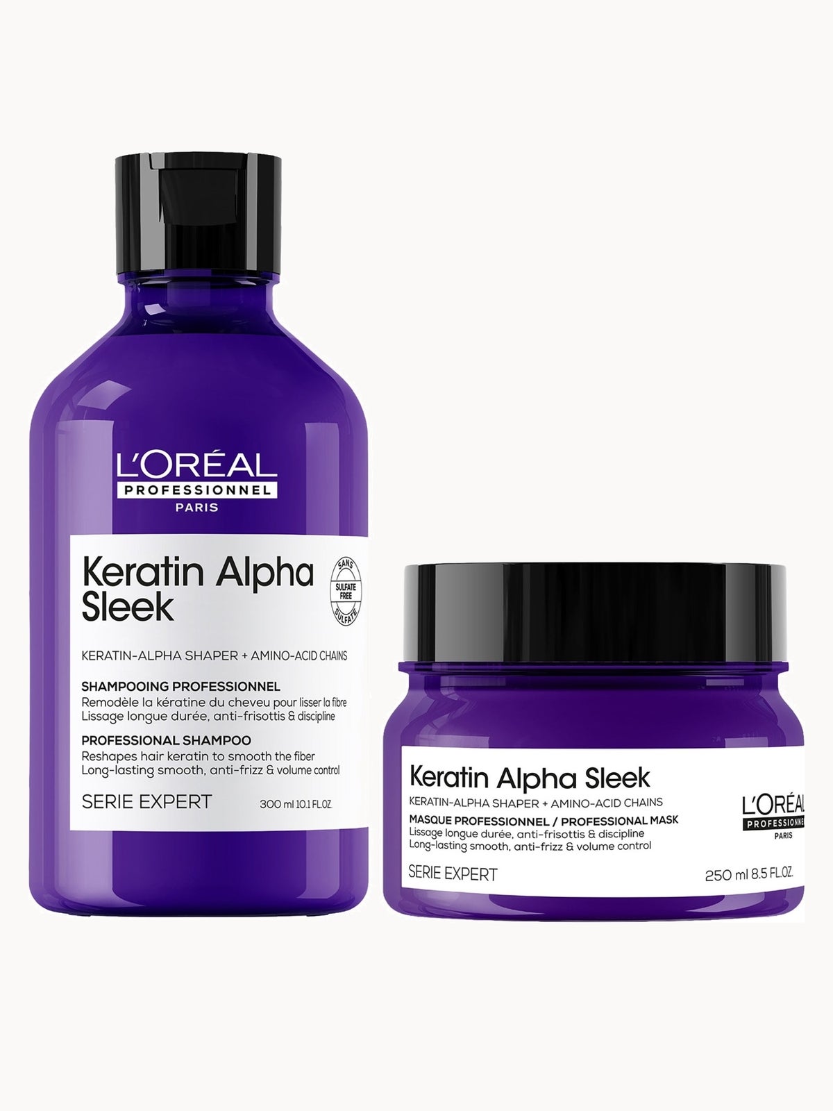 L'Oréal Professionnel Keratin Alpha Sleek Shampoo & Hair Mask Bundle Anti-frizz & Smoothing