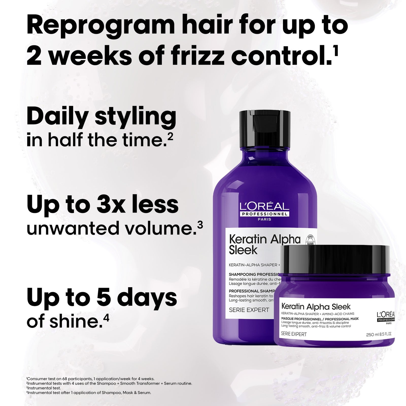 L'Oréal Professionnel Keratin Alpha Sleek Shampoo & Hair Mask Bundle Anti-frizz & Smoothing 2