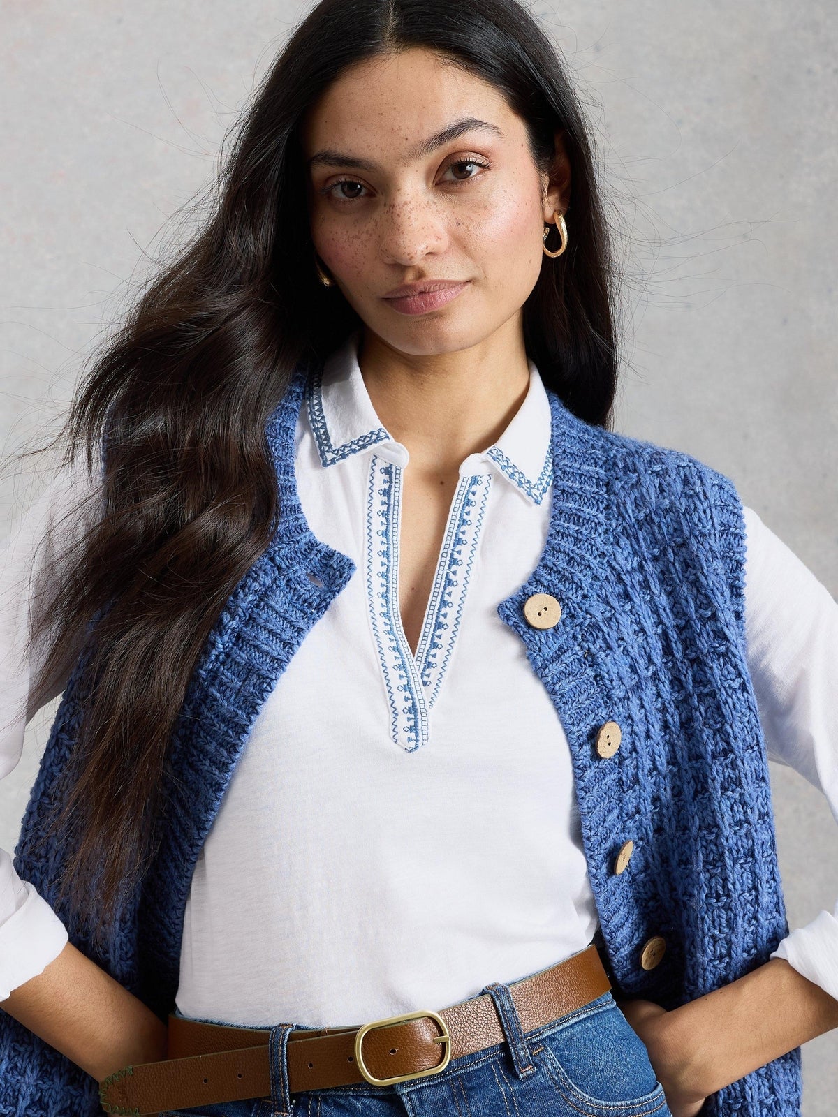 Bestickte Jerseybluse Allie - 46