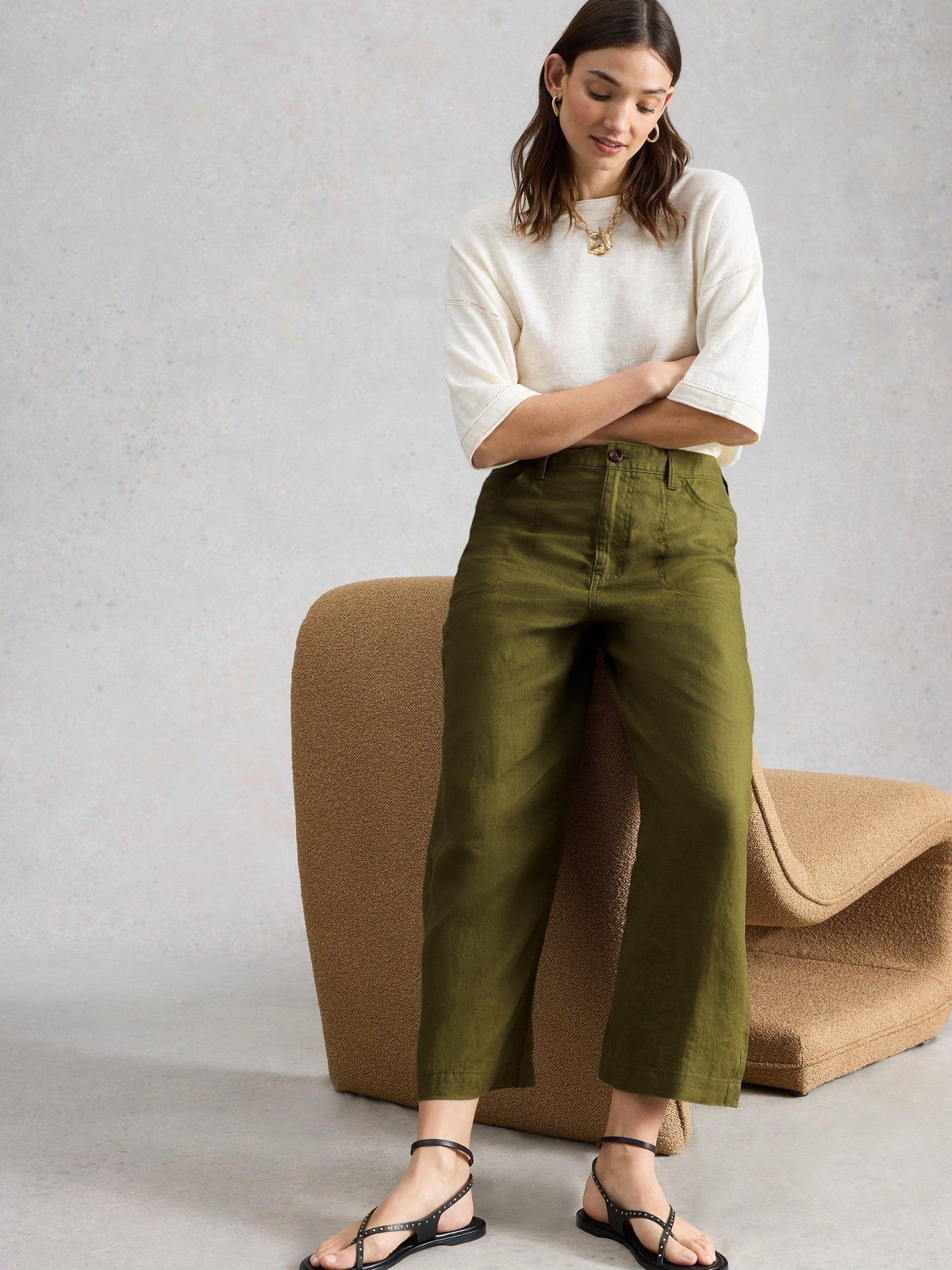 7/8-Leinenhose Tia mit weitem Bein - 52/R