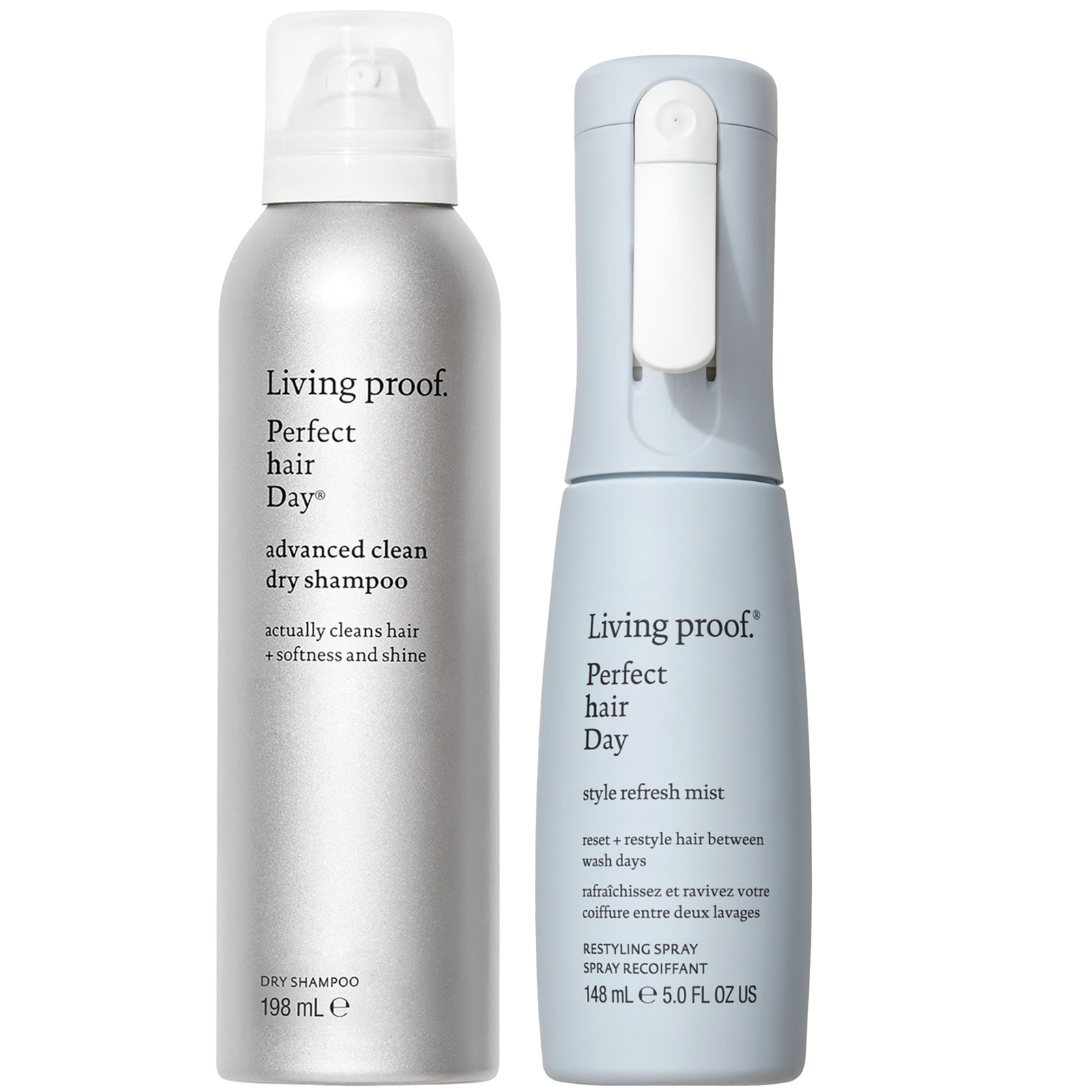 Living Proof Skip the Wash, Not the Results Advanced Clean Dry Shampoo & Style Refresh Mist Routine.