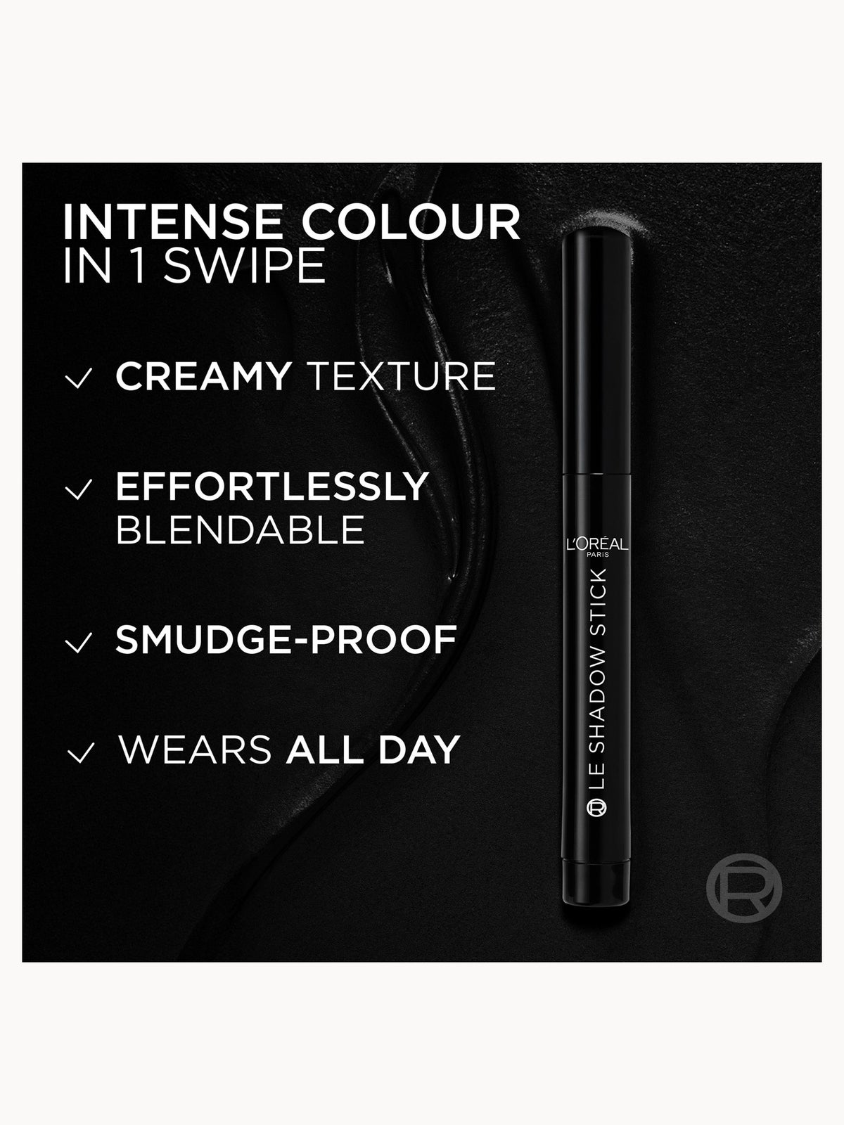 L'Oréal Paris Eyeshadow Stick, Le Shadow Stick Infinite Lights Eyeshadow 1.4g (Various Shades) - All Night Black 4