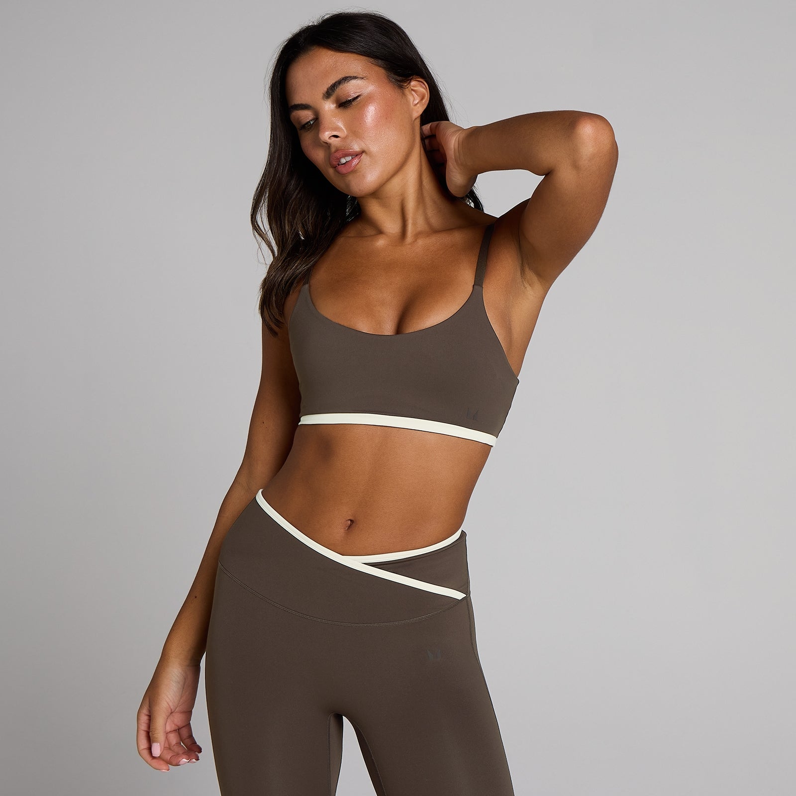 Sutien Sport cu Contrast Tempo pentru Femei MP - Ciocolată - XL