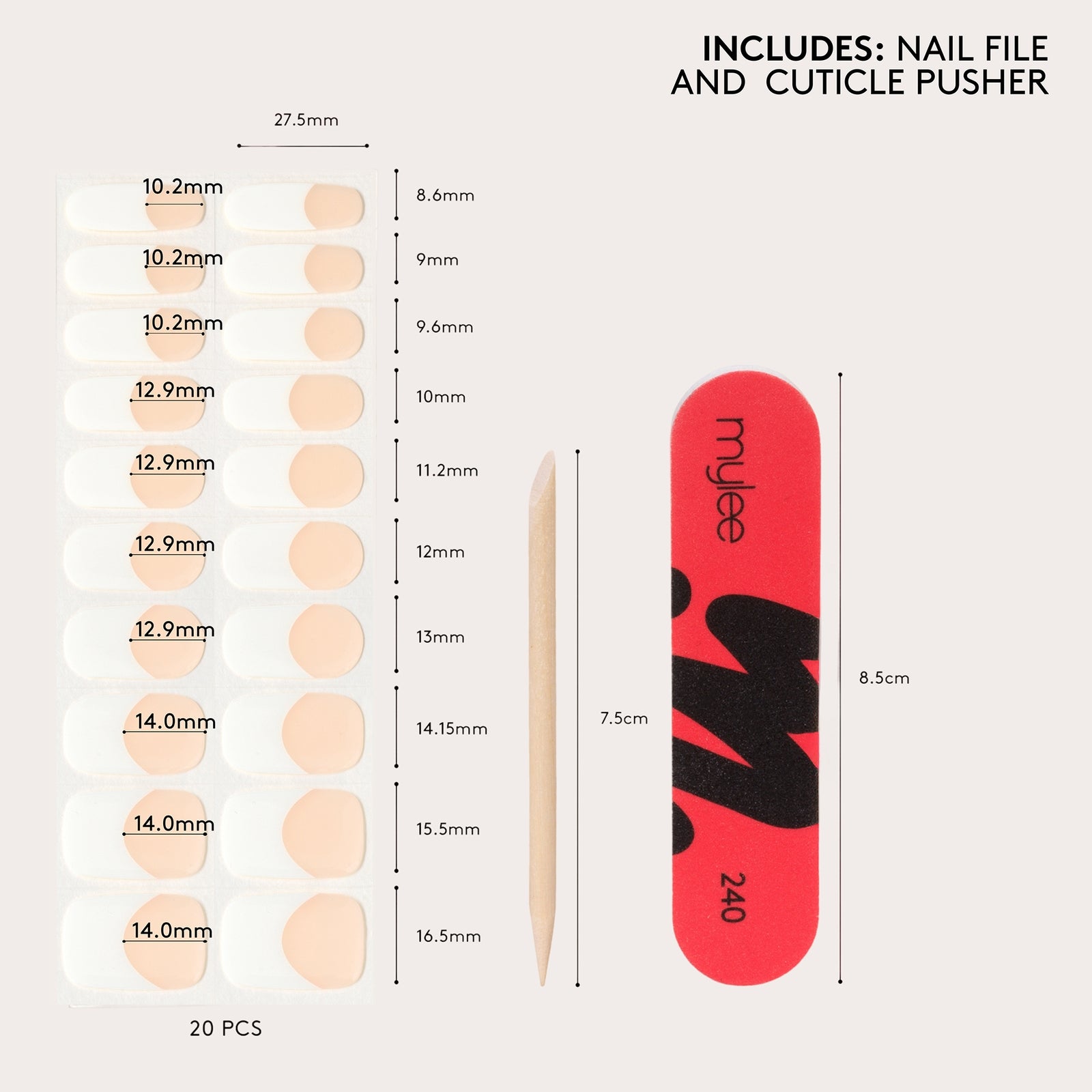 Mylee Nail Wraps French Long 3