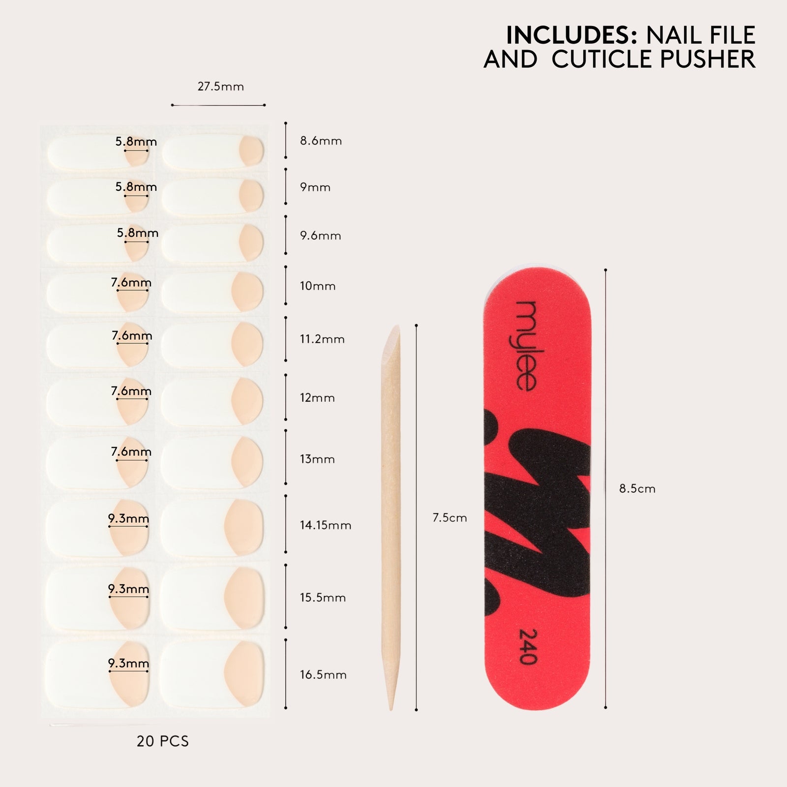 Mylee Nail Wraps French Short 3