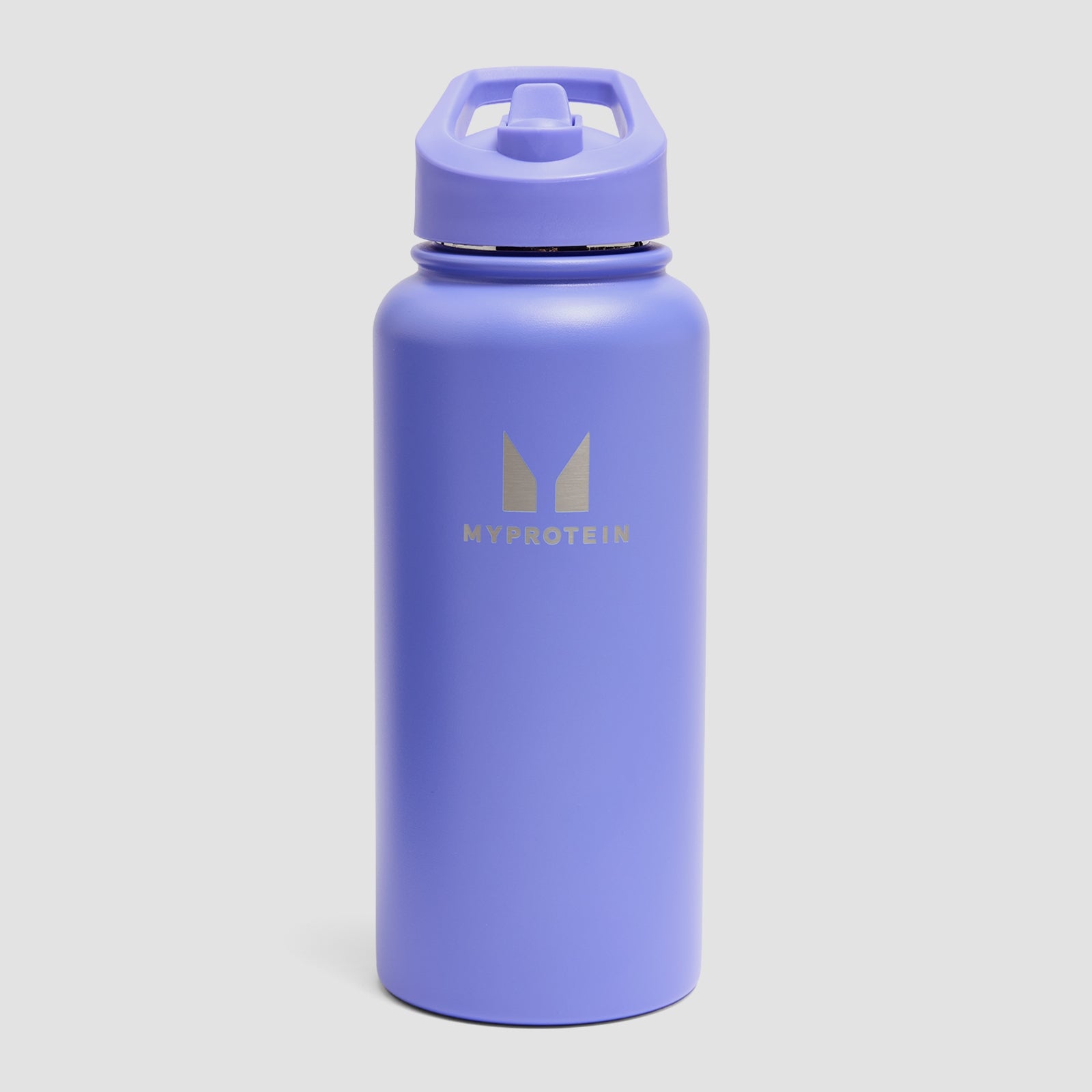 Sticlă Myprotein din Metal Reciclat cu Pai Rabatabil 1L - Indigo Power