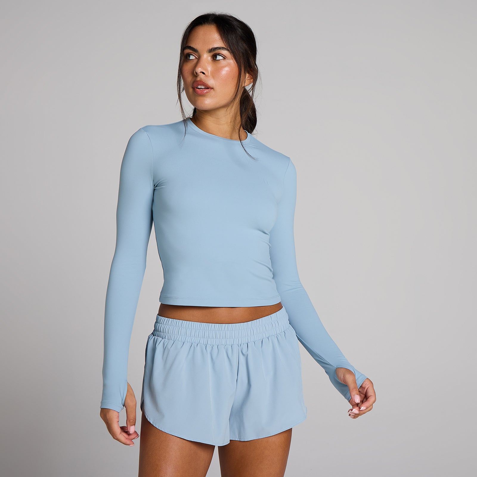 Top cu Mâneci Lungi și Găuri pentru Degete MP Tempo pentru Femei - Albastru Denim - L