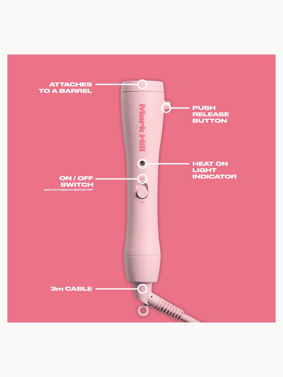 Mark Hill Hair Curling Wand (32mm) - Pink & Pink Handle Duo 2