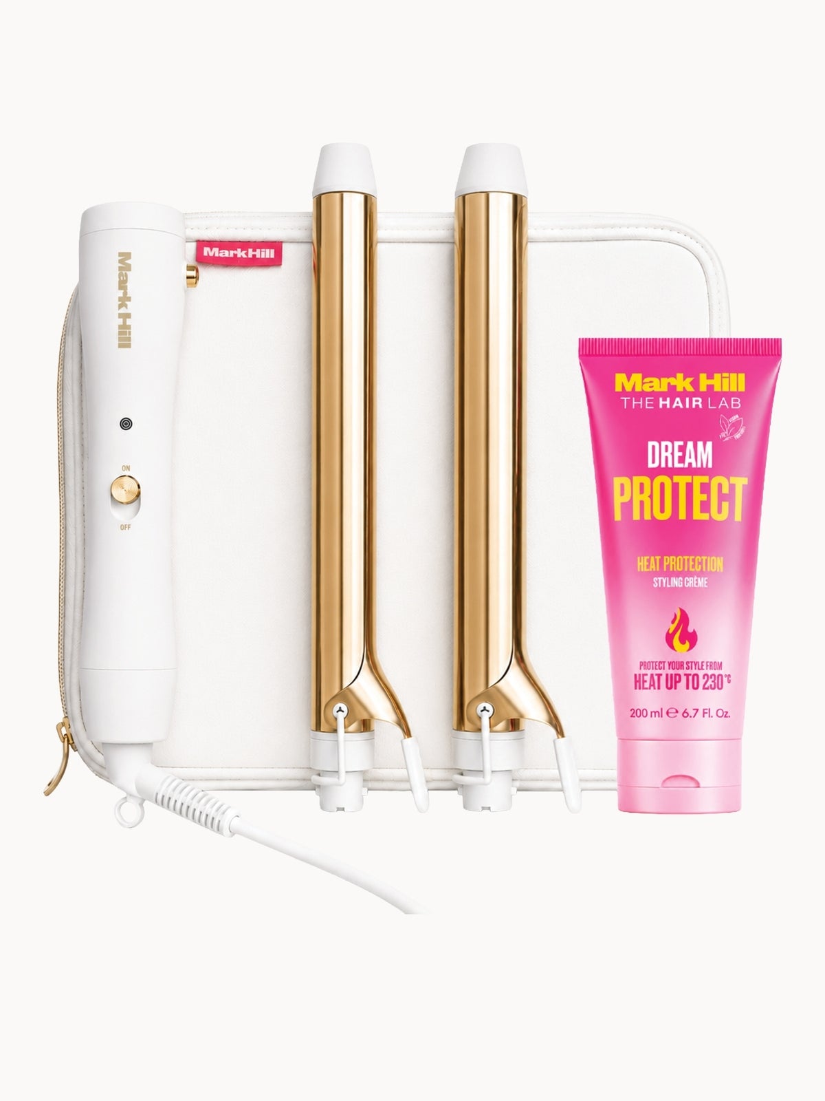Mark Hill Hair Ice White Curl Essential Kit (Bag, Handle 2 x Tongs, Heat Protect Cream)