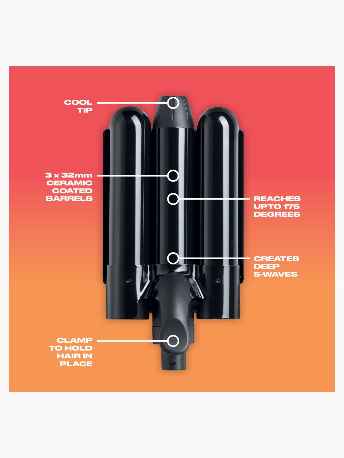 Mark Hill Hair Mermaid Waver 32mm - Black & Sunrise Handle Duo 3