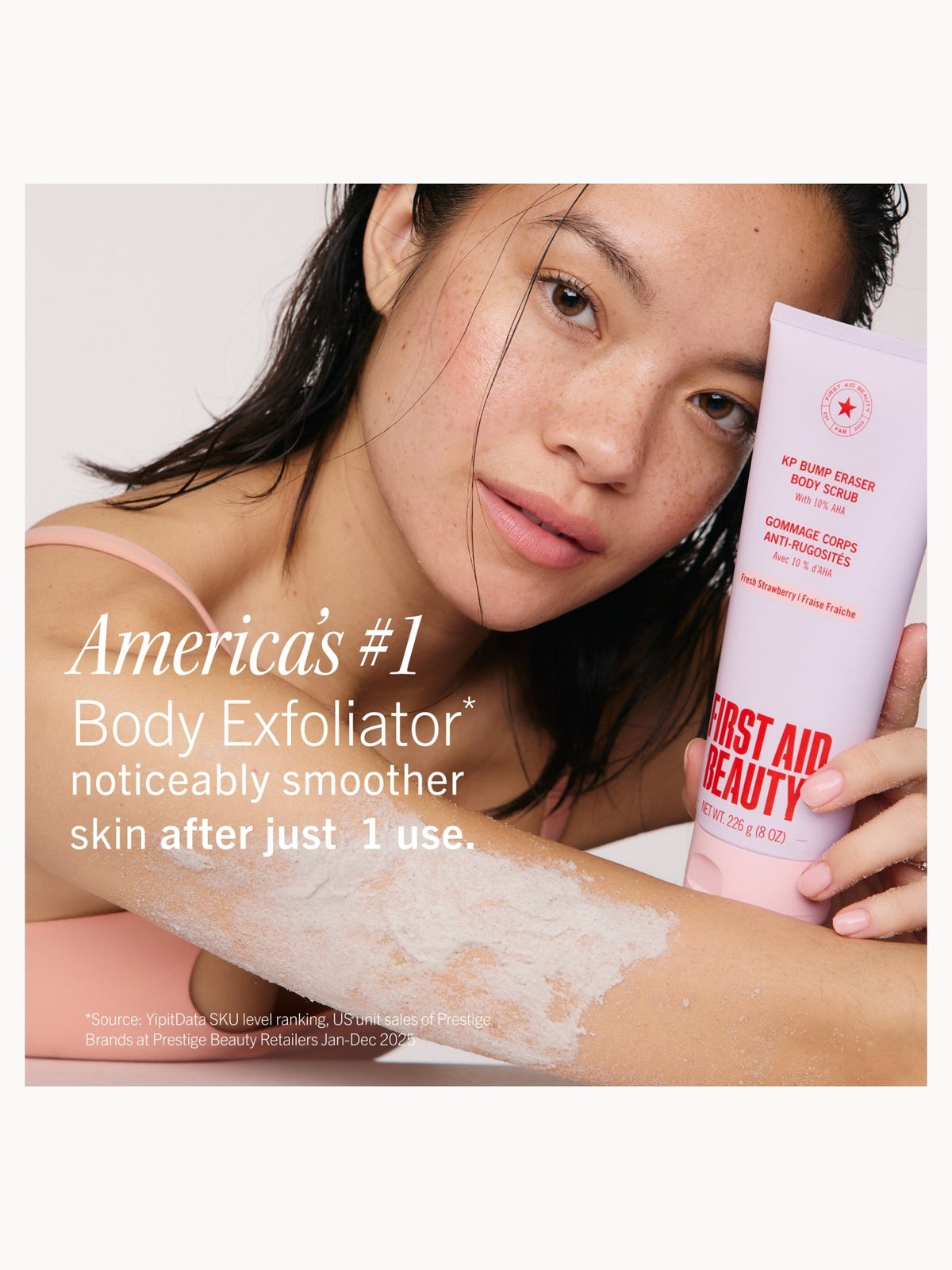 First Aid Beauty KP Bump Eraser Body Scrub with 10% AHA – Fresh Strawberry 56.7g 2