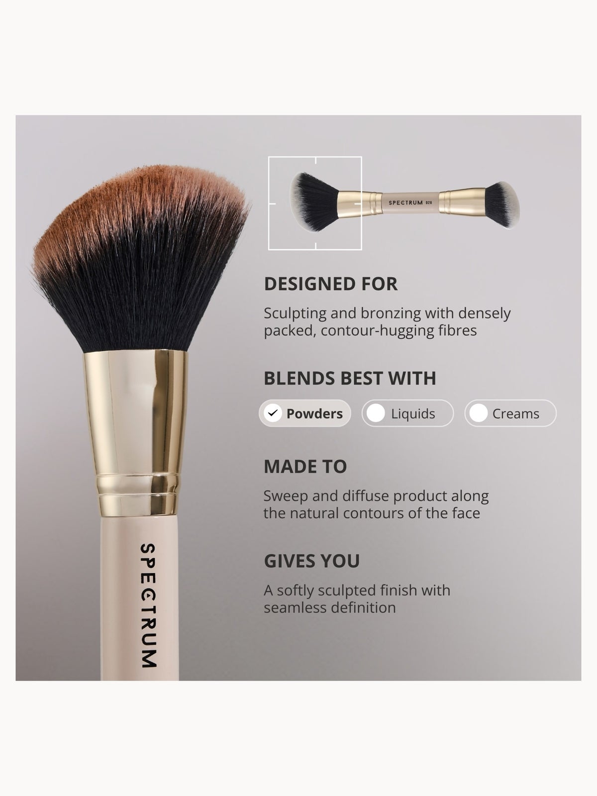Spectrum Collections Dual Ended D28 'The Complexion' Bronzer and Base Brush 4