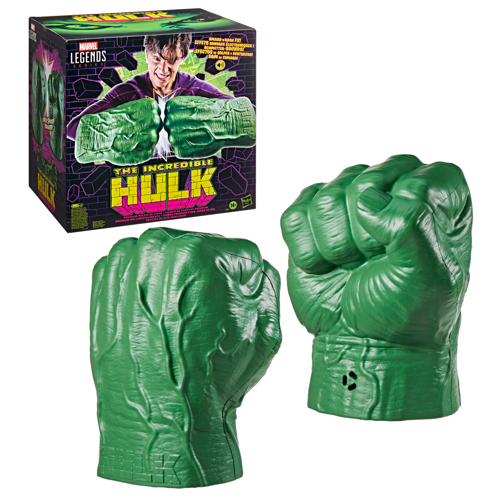 Marvel Legends Series Incredible Hulk Premium Roleplay Fists with Smash 'N Bash Sound FX, Collectibles for Adults