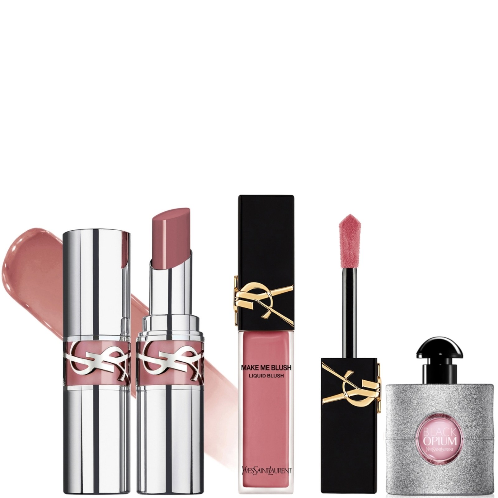 Saint Laurent Loveshine Lipstick , Make Me Blush Blush And Black Opium Glitter Bundle