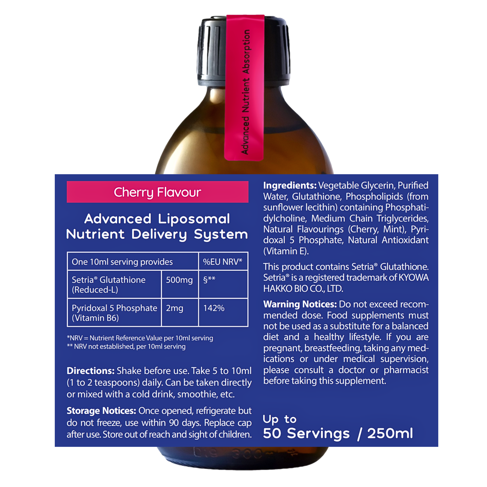 Well.actually. Liposomal Glutathione Dual Action - 500mg - Cherry (250ml)