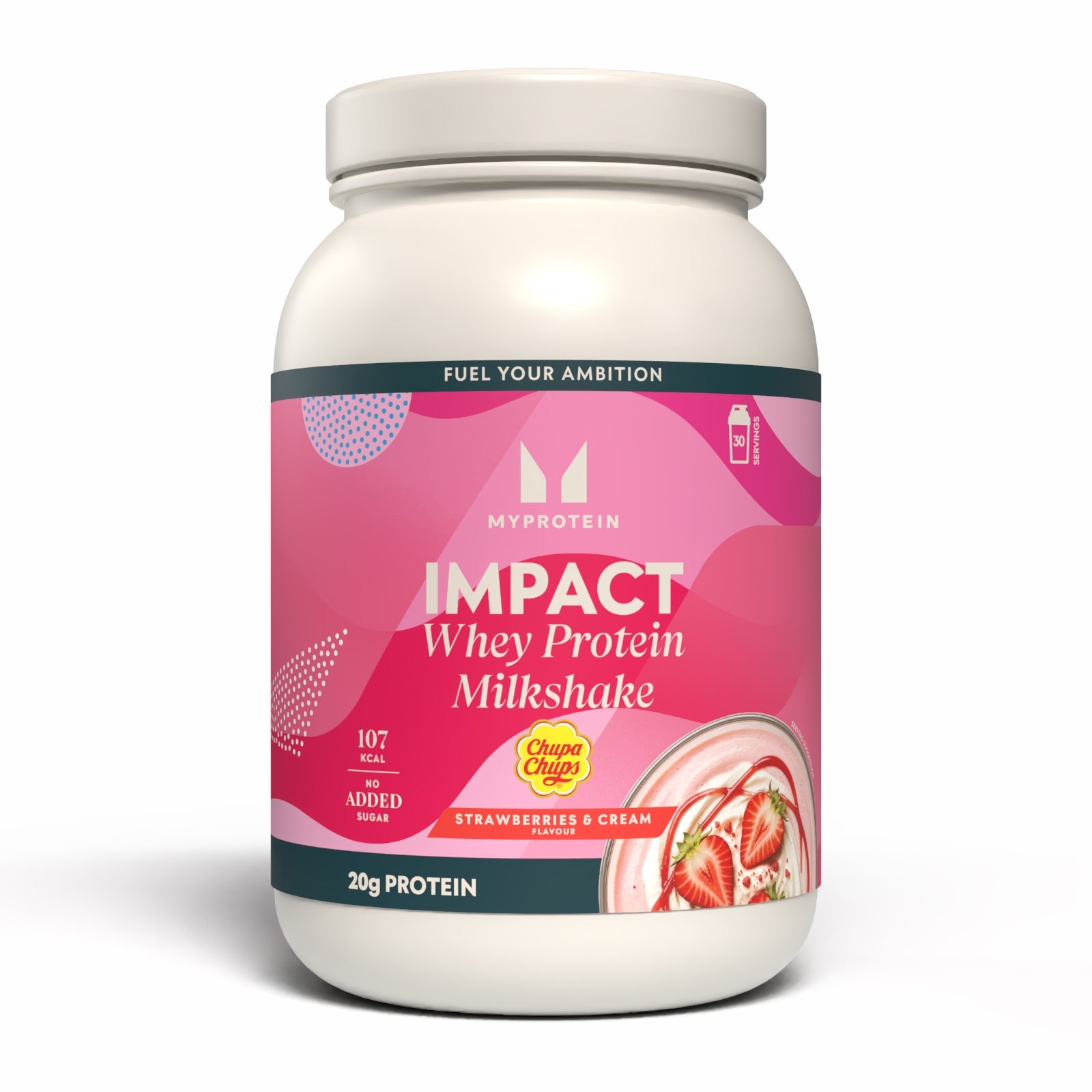 Impact Whey Protein Milkshake – Chupa Chups® - 870G - 30servings - Strawberries & Cream