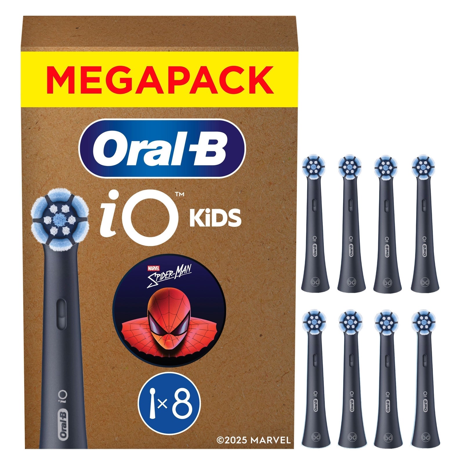 Oral-B iO Aufsteckbürsten Kids 6+ Marvel Spiderman, Schwarz, 8 Stück - Original Zahnbürstenaufsatz für Elektrische Zahnbürste für Kinder ab 6 Jahren, Zahnbürstenköpfe, Sanft Zu Zähnen Und Zahnfleisch - Bild 3