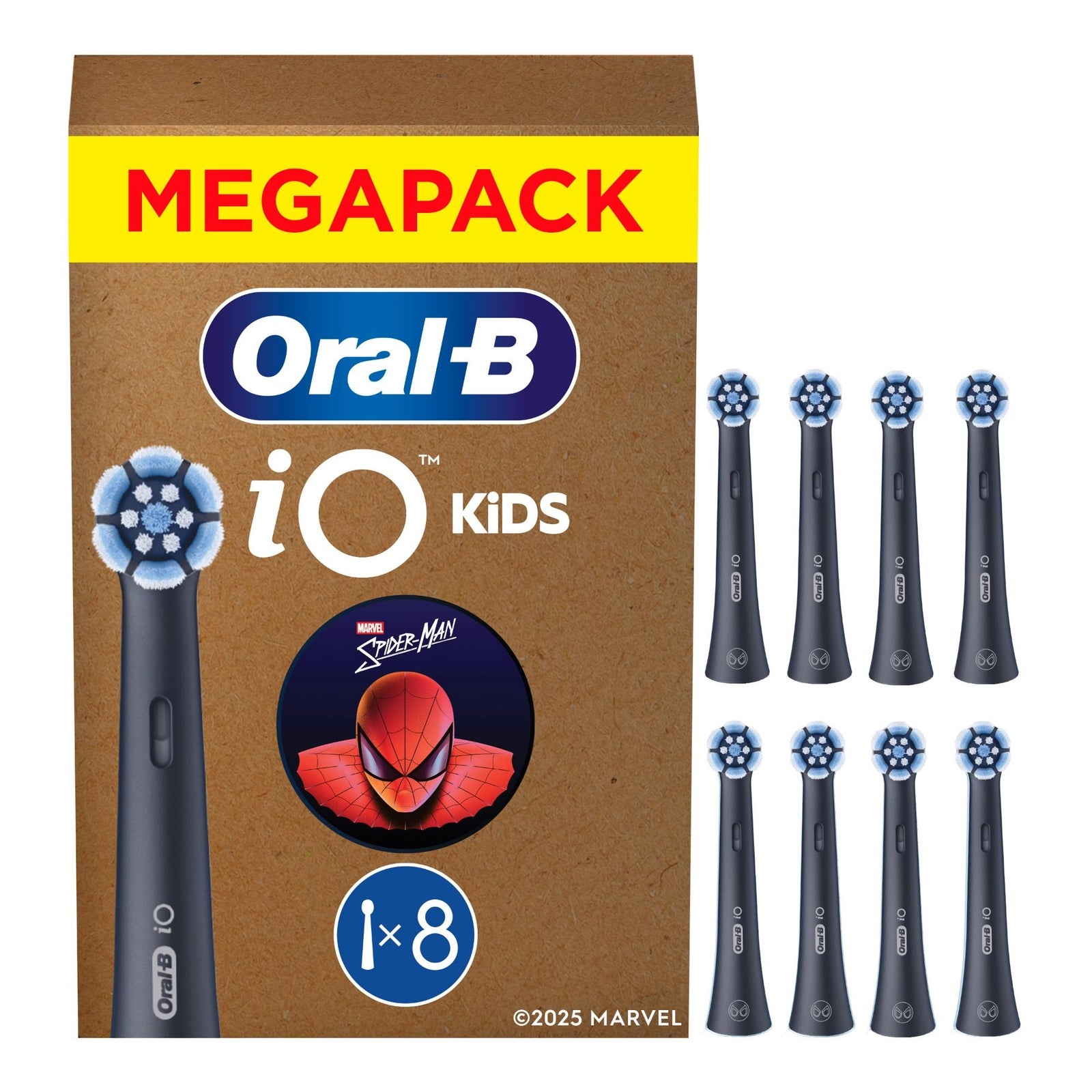 Oral-B iO Aufsteckbürsten Kids 6+ Marvel Spiderman, Schwarz, 8 Stück - Original Zahnbürstenaufsatz für Elektrische Zahnbürste für Kinder ab 6 Jahren, Zahnbürstenköpfe, Sanft Zu Zähnen Und Zahnfleisch - Bild 4