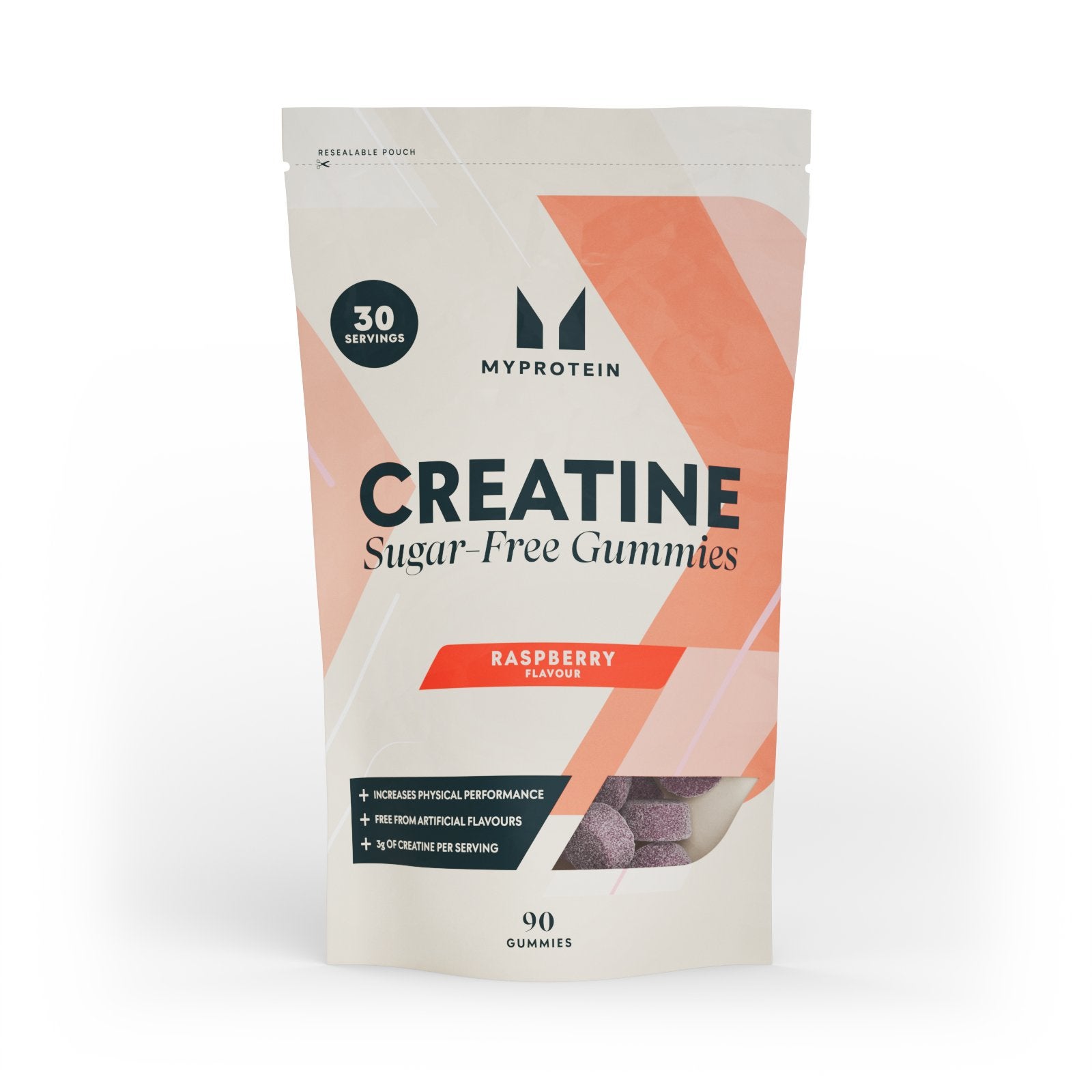 Gummies cu Creatină - 90 GUMMIES - 30servings - Raspberry (Sugar-Free)