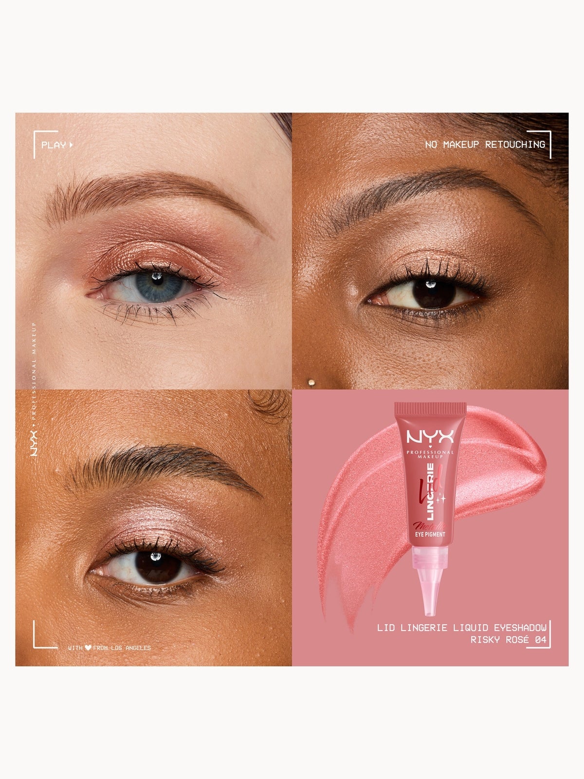 NYX Professional Makeup Lid Lingerie Cream Eye Pigment 6ml (Various Shades) - Risky Rosé 3