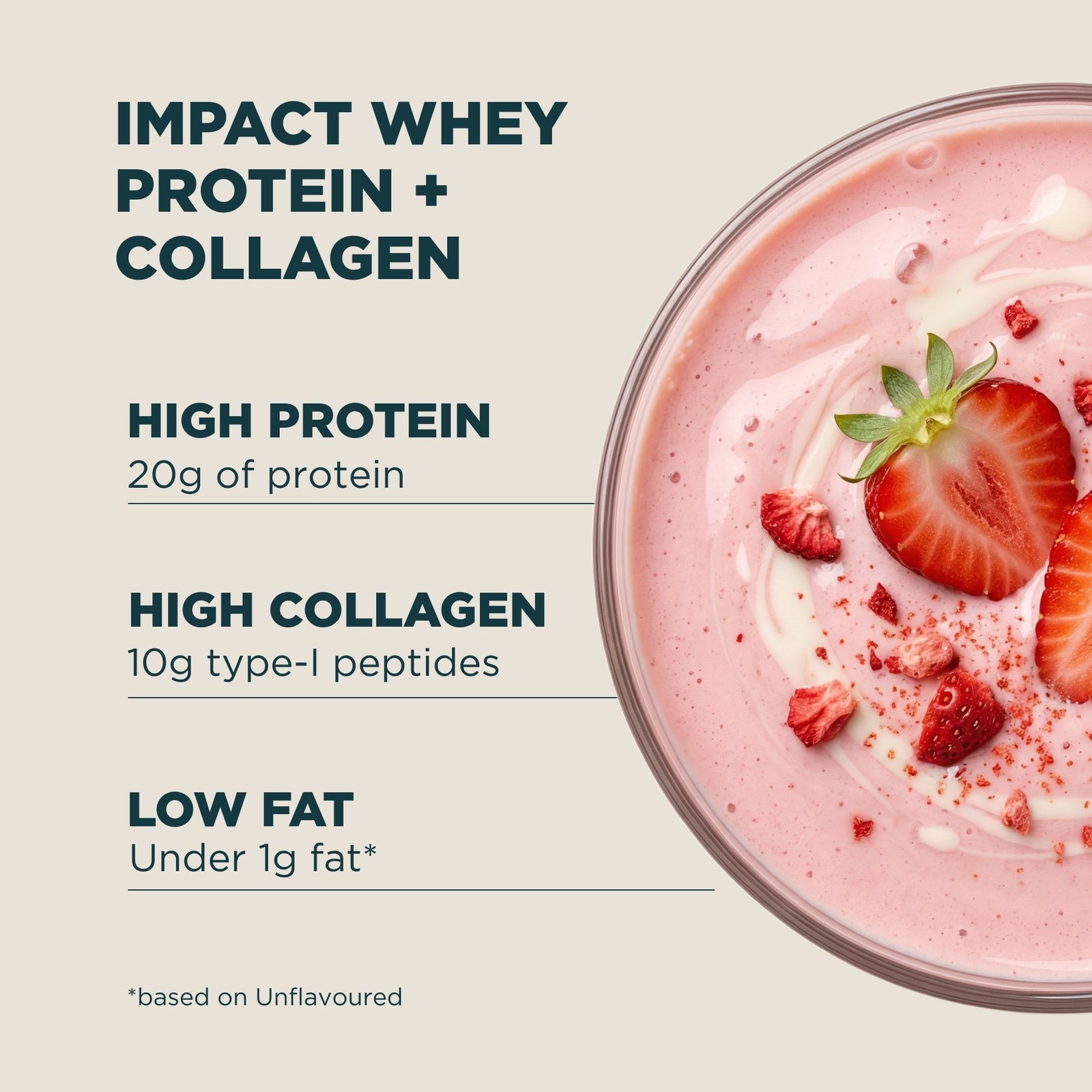 Myprotein Impact Whey Protein + Collagen - 720g - 30servings - Strawberry Cream