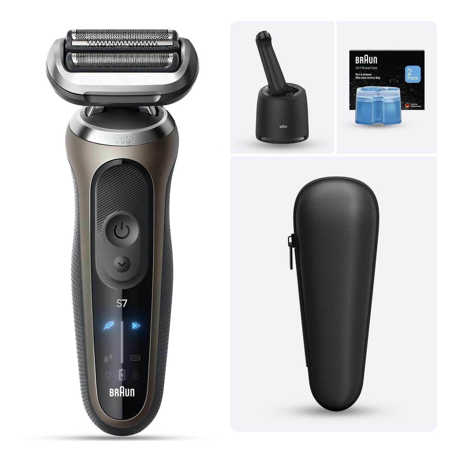 Braun Bundle: Rasierer Series 7 72-C7650cc Titanum Gold +Nachfüllkartuschen 2er-Pack: retailer-supplied image