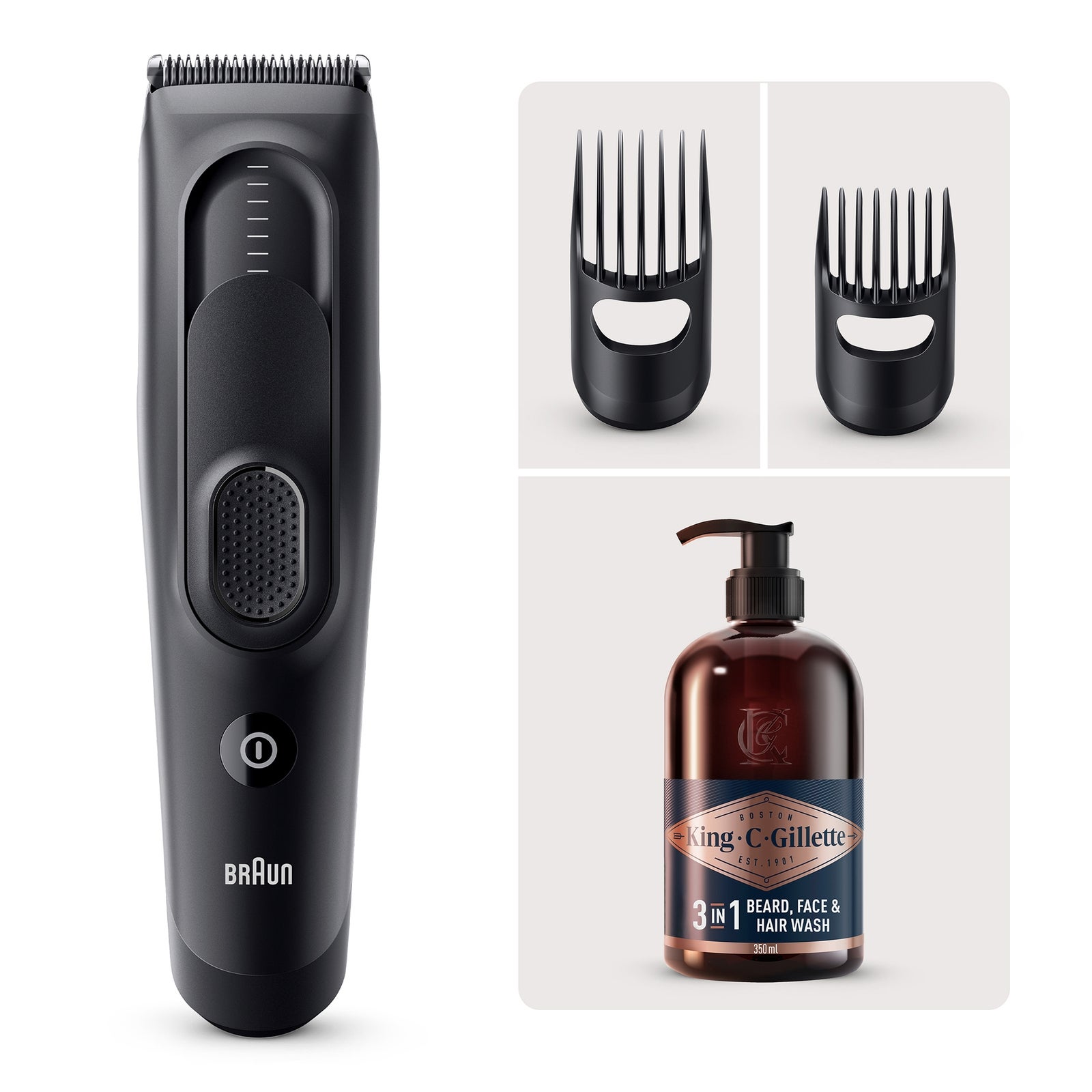 BraunBundle: Rasierer Series 5 Hair Clipper HC5530 + King C. Gillette Bartshampoo 350 ml: retailer-supplied image