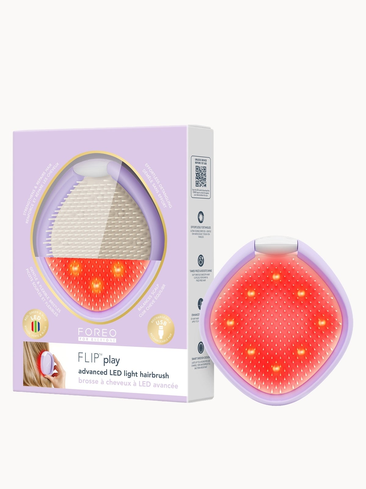 FOREO FLIP Play Advanced LED Light Hairbrush I Lilac You!