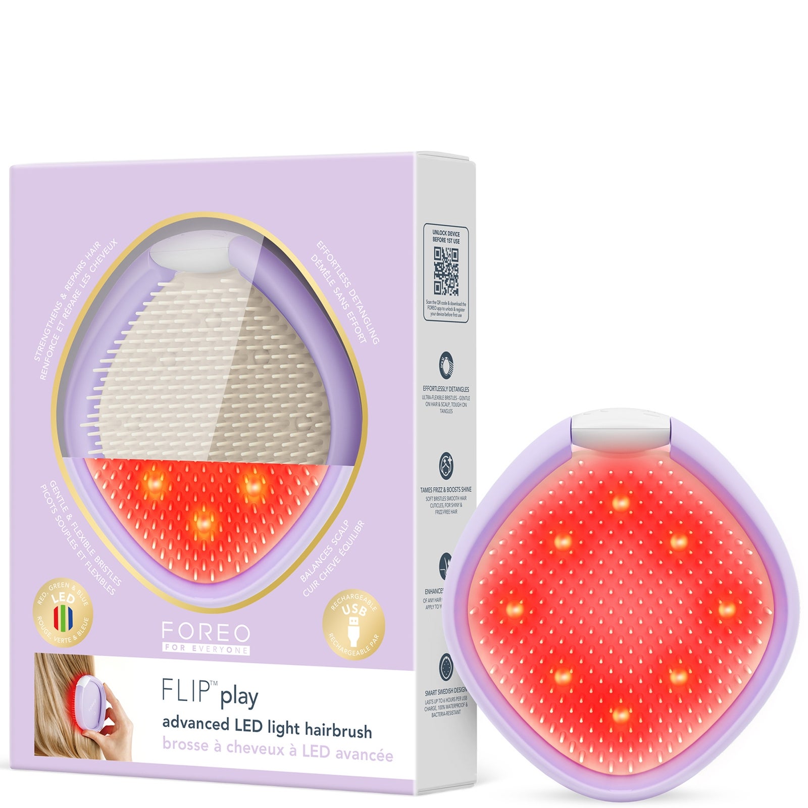 FOREO FLIP Play Advanced LED Light Hairbrush I Lilac You!
