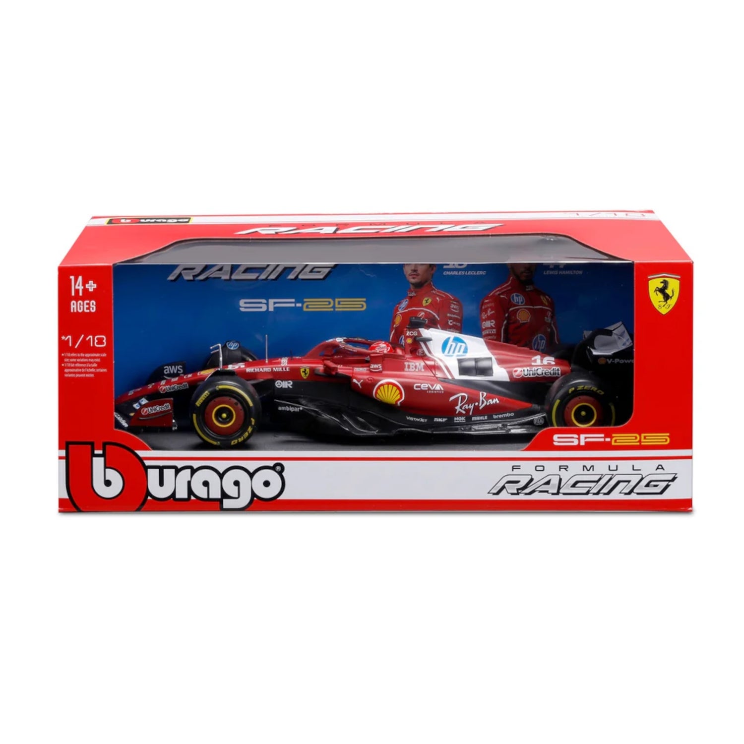 Bburago F1 Ferrari SF-25 2025 Leclerc With Helmet 1:18 Scale Model