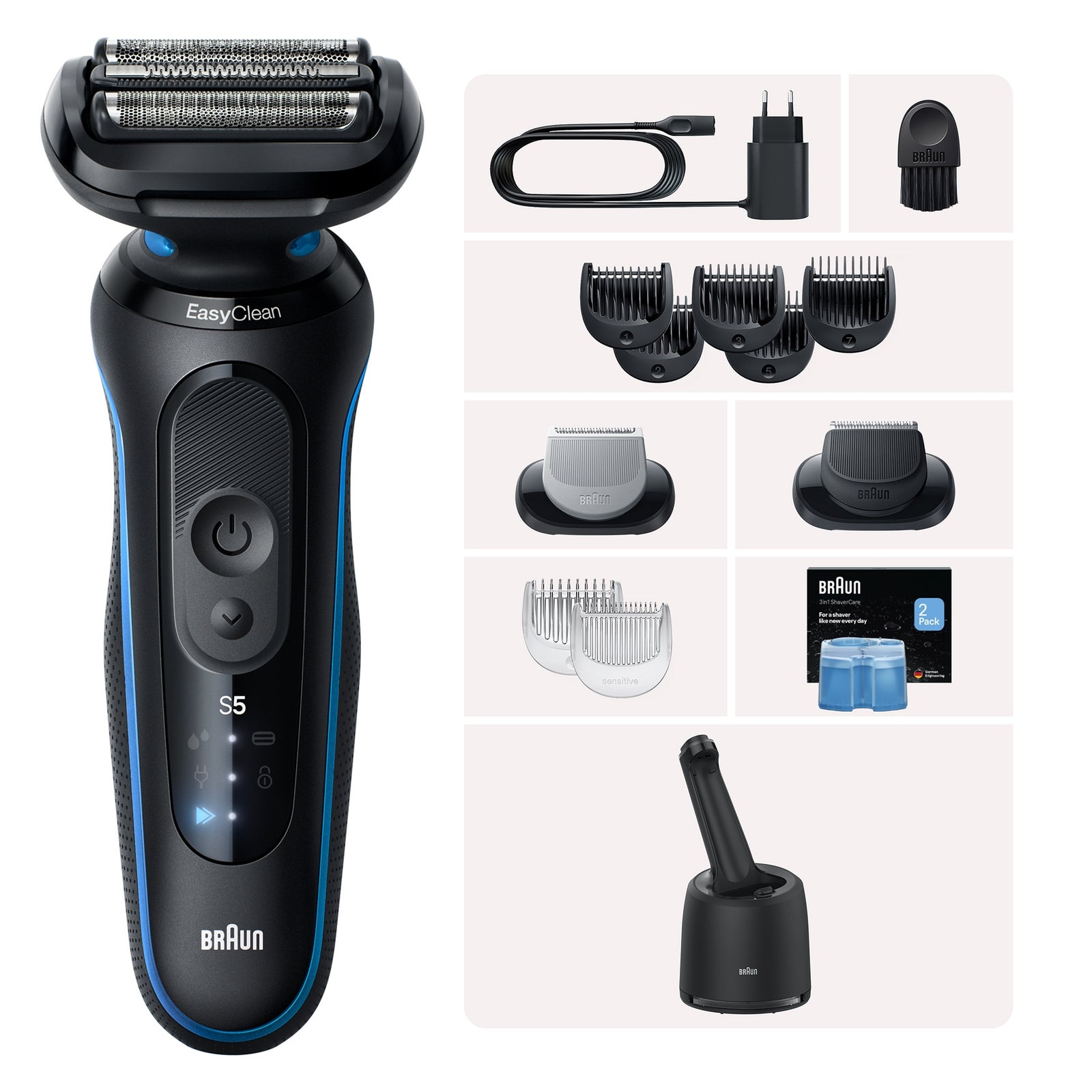 Braun Bundle: Braun Elektrorasierer Series 5 52-B7650cc & Reinigungskartuschen 2er-Pack: retailer-supplied image