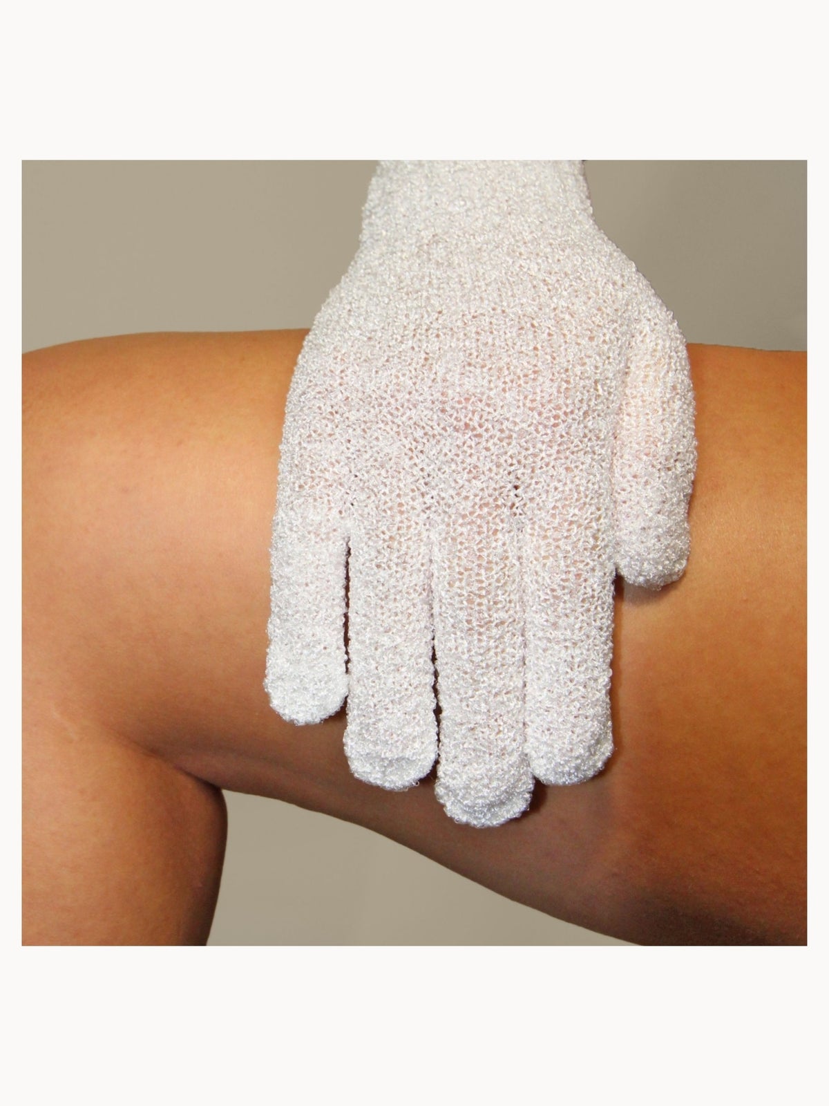 Rose & Caramel Exfoliating Gloves - White 3