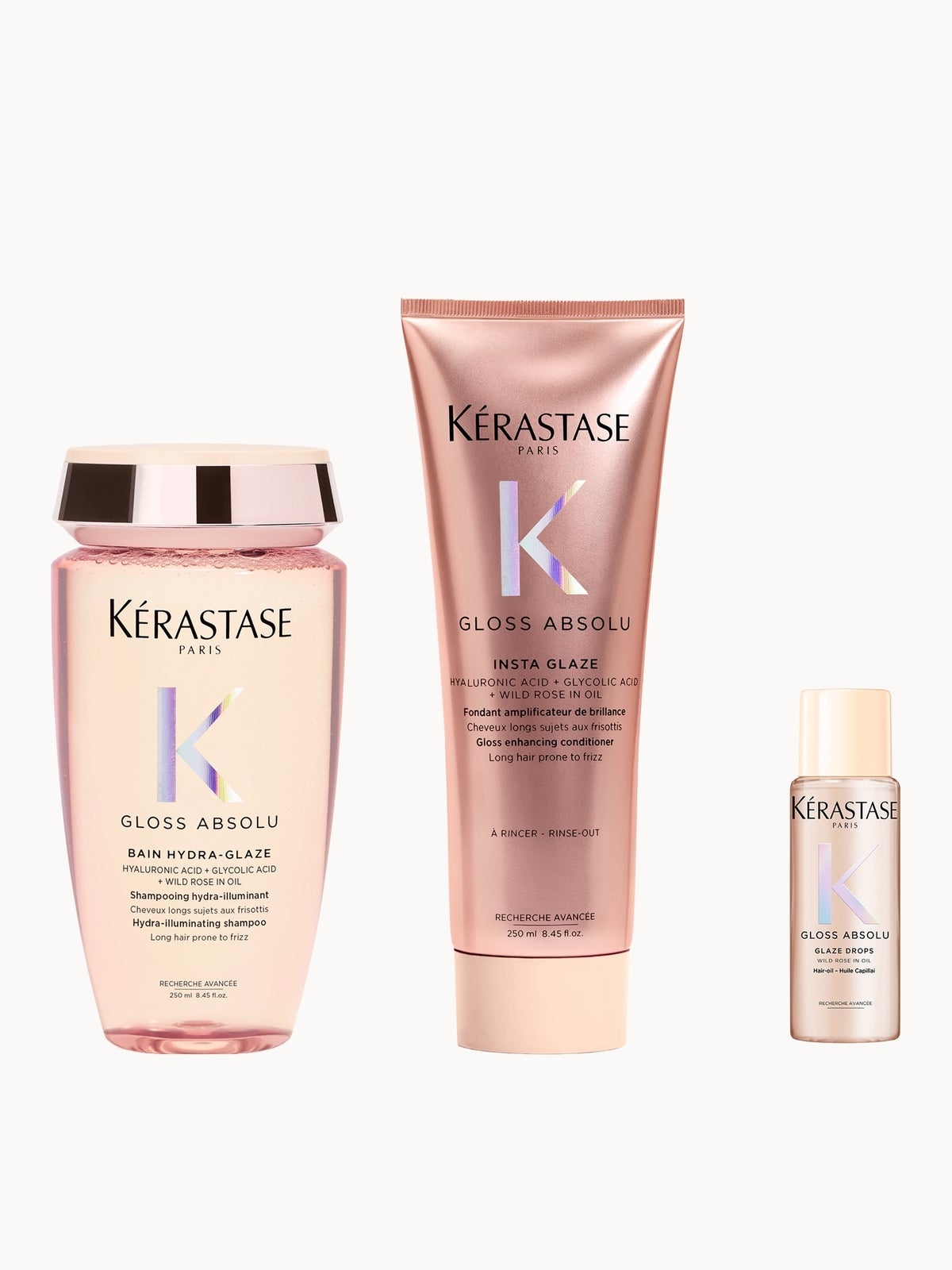 Kerastase Gloss Absolu Shampoo and Conditioner & Mini Glaze Drops Oil
