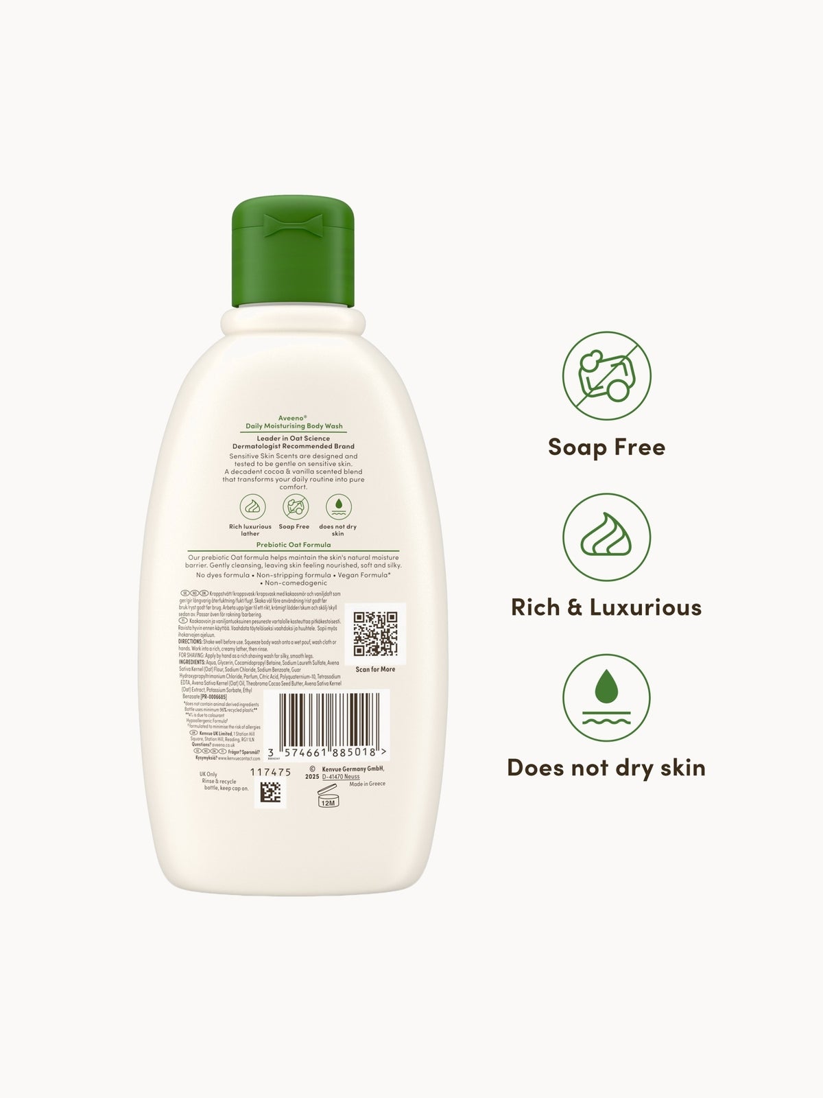 Aveeno Daily Moisturising Body Wash Cocoa Vanilla 300ml 2
