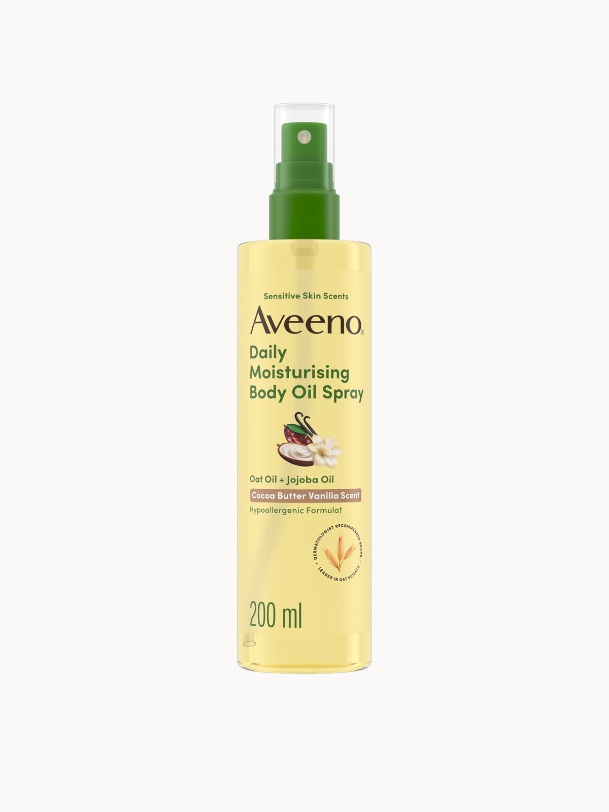 Aveeno Daily Moisturising Oil Spray Cocoa Vanilla 200ml In Transparent
