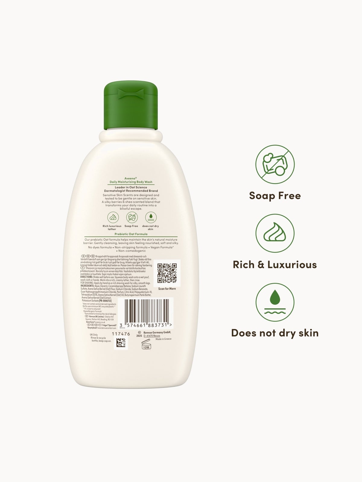 Aveeno Daily Moisturising Body Wash Shea Berry 300ml 2