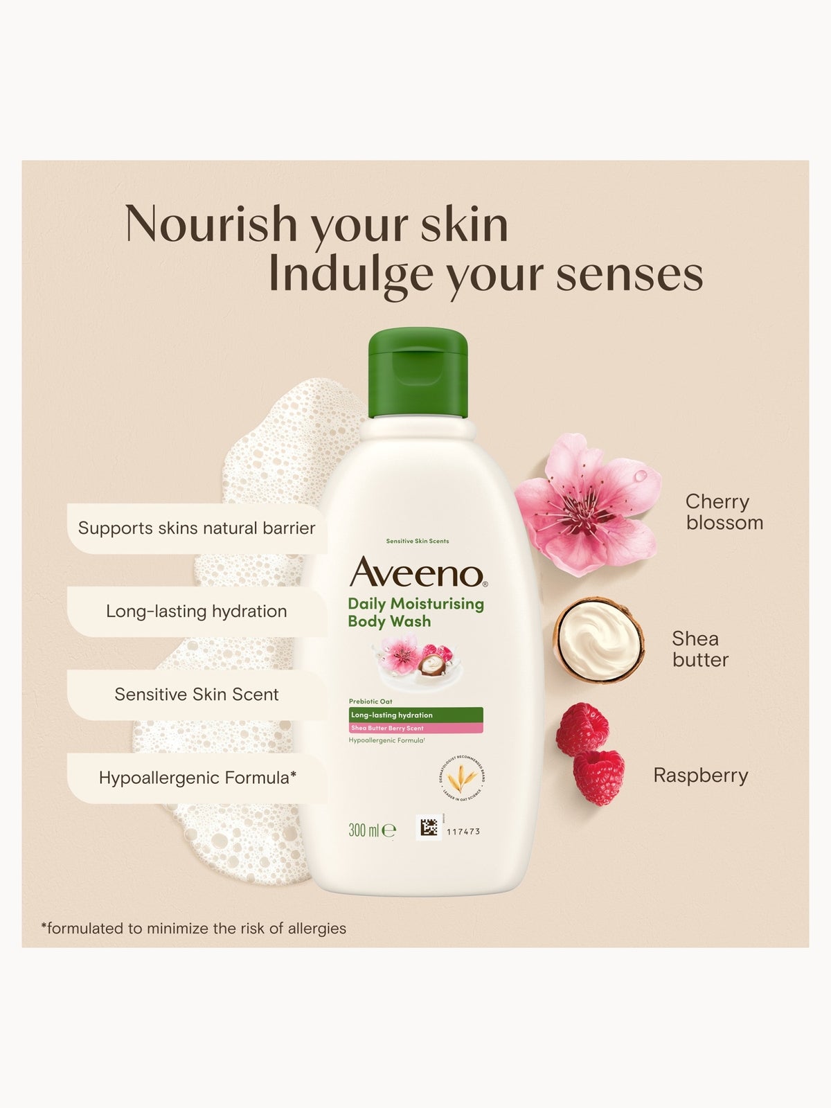 Aveeno Daily Moisturising Body Wash Shea Berry 300ml 3