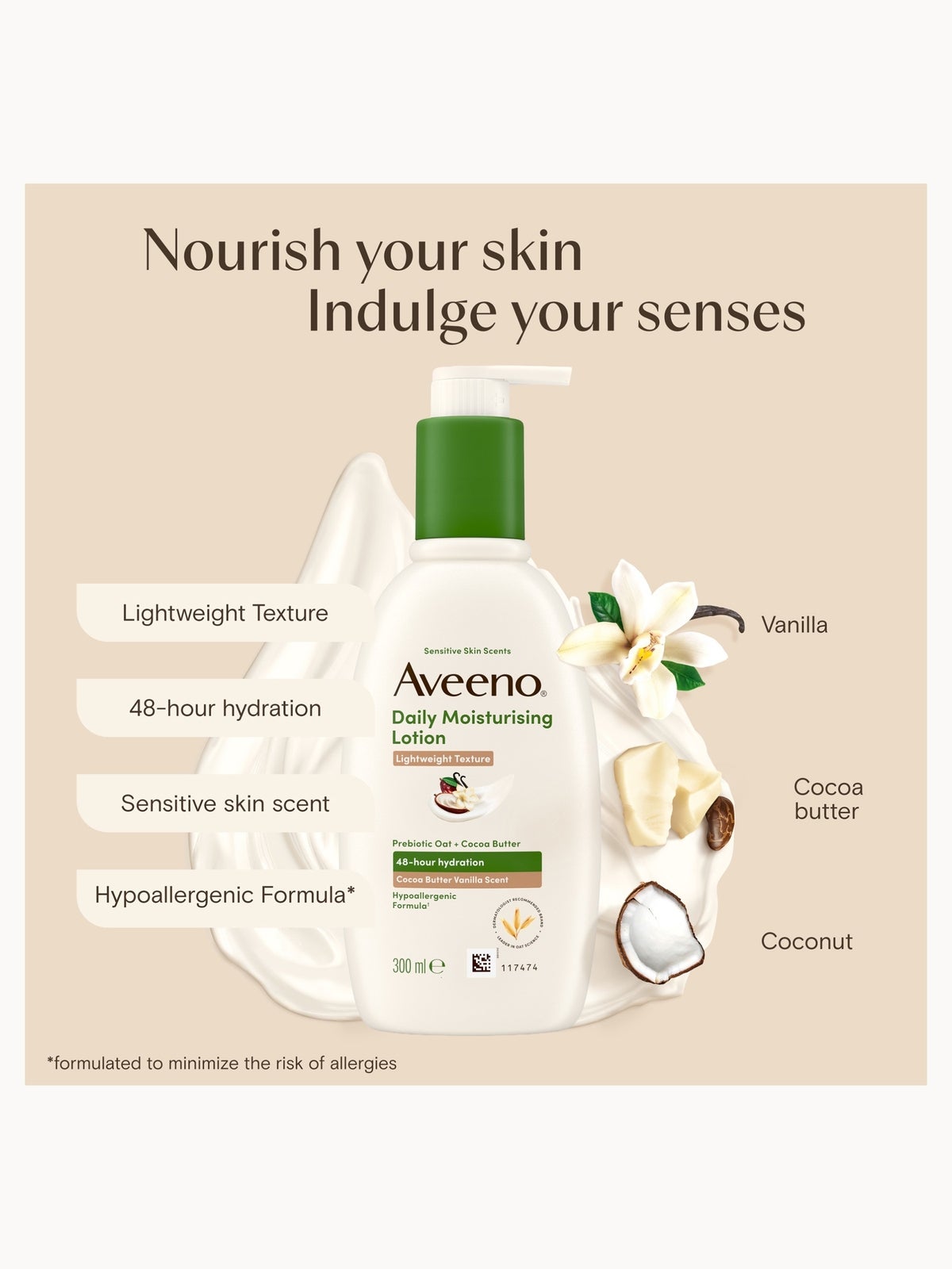 Aveeno Daily Moisturising Lotion Cocoa Vanilla 300ml 3