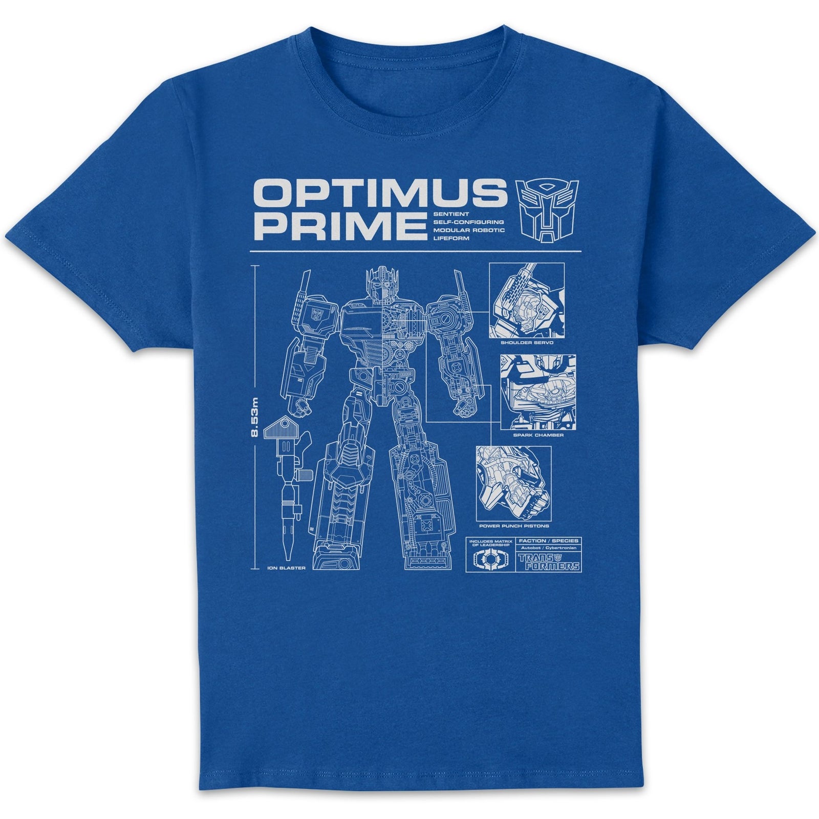 Transformers Optimus Prime Schematic Men's T-Shirt - Blue - L
