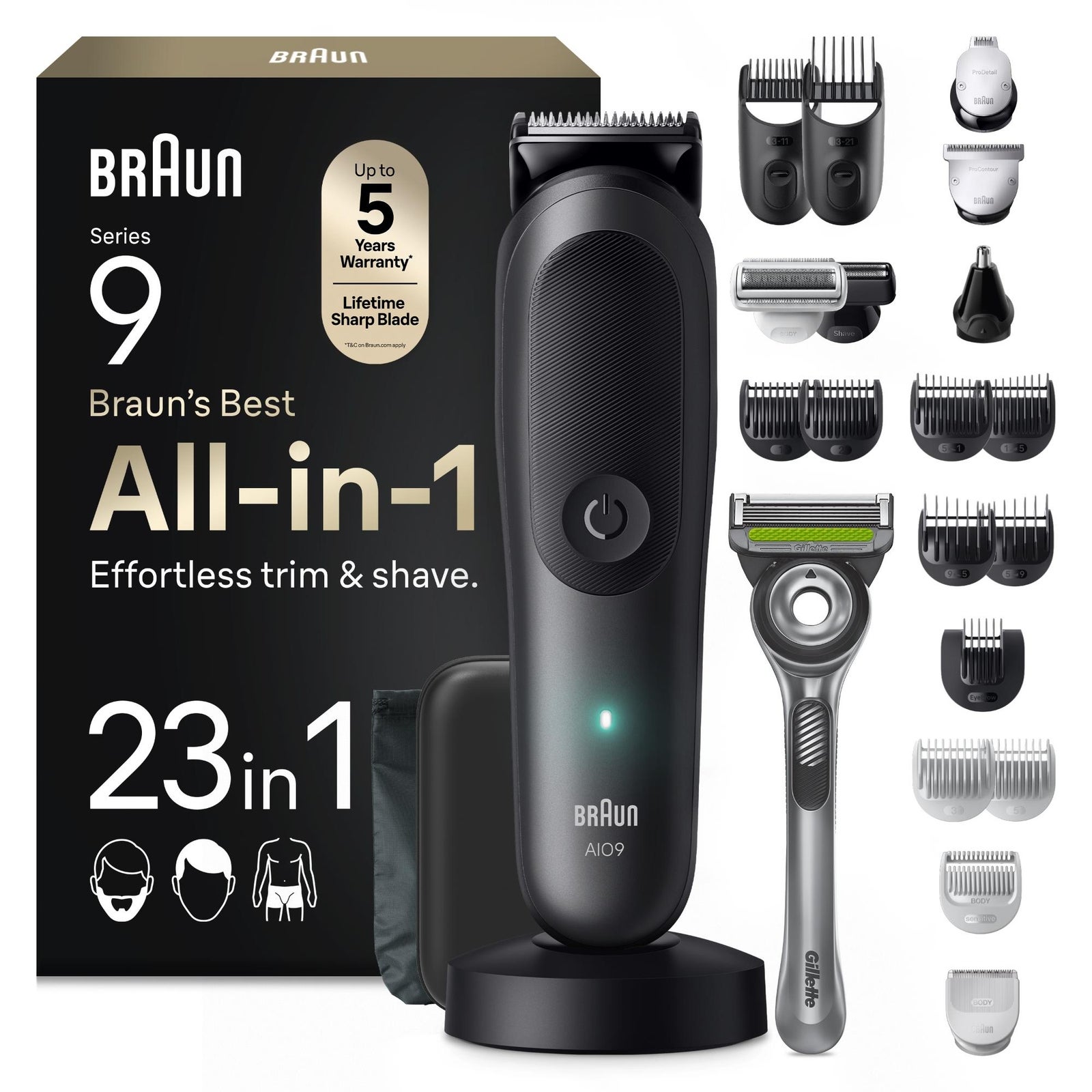 Men's Black Braun All‑In‑One Trimmer Style Kit Series 9 Aio9560